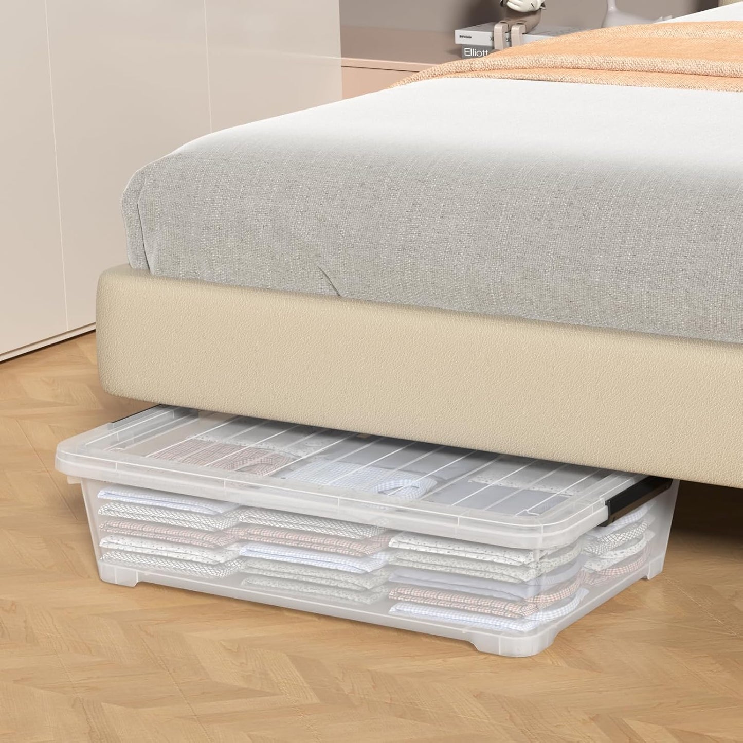 40 Quart Under Bed Plastic Storage Bins with Wheels, 3 Packs Clear Large Storage Container Box with Lids