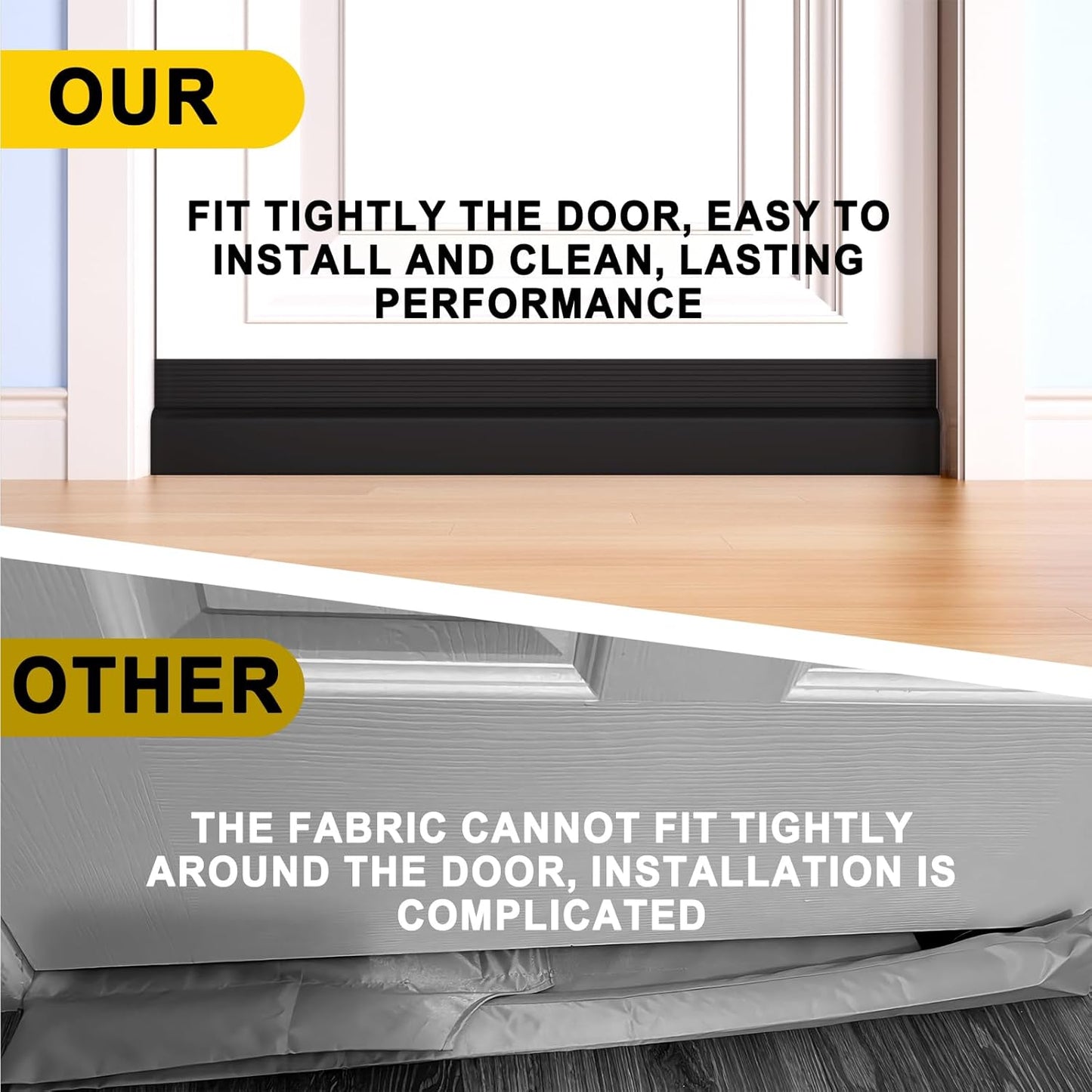 Door Draft Stopper,Door Sweep for Bottom of Door,Weather Stripping Door Seal Draft Guard Blocker Noise Cold Air Insulation Soundproofing for Exterior Interior Home Improvement(Black, 39")