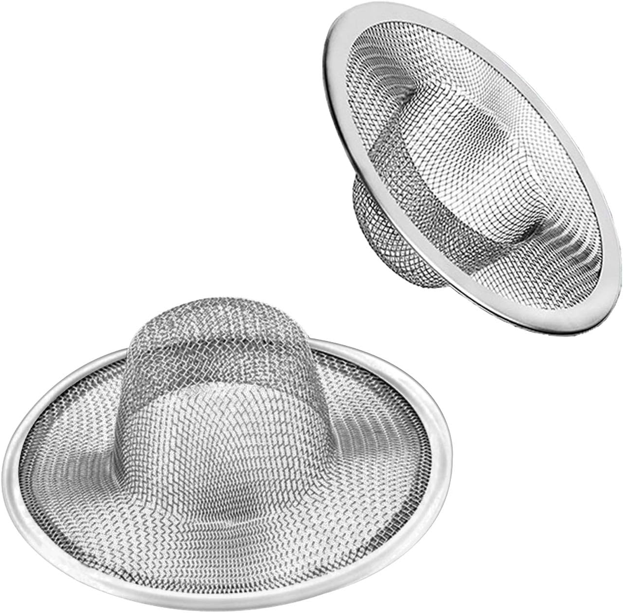 2pcs Heavy Duty Stainless Steel Slop Basket Filter Trap, 4.41" Top / 2.44" Mesh Metal Sink Strainer,Perfect for Kitchen Sink/Bathroom Bathtub Wash Basin Floor Drain Balcony Drain Hole,Utility…