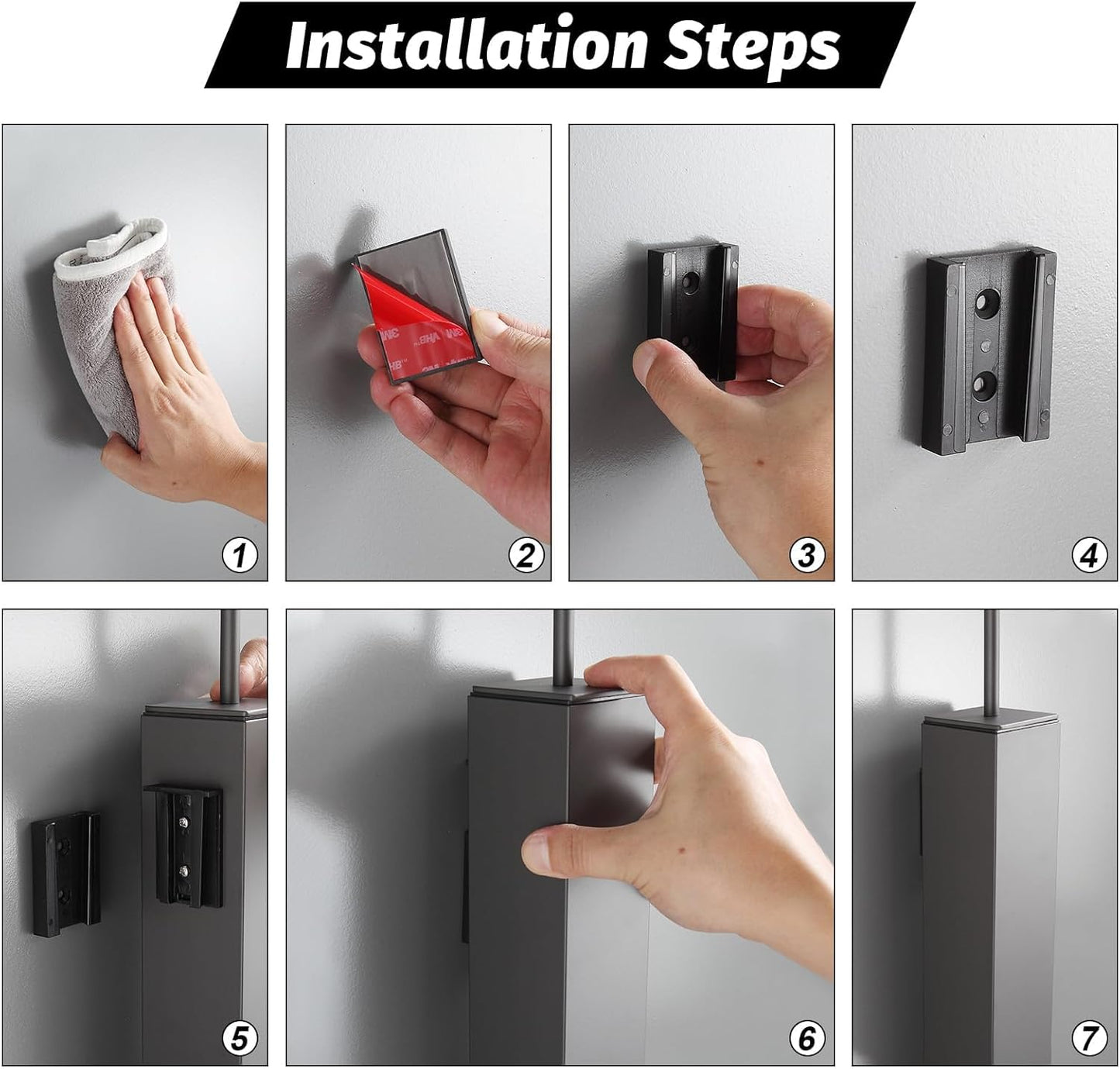 BGL Toilet Brush and Holder Set Brushed Nickel Wall Mounted for Bathroom Square Design