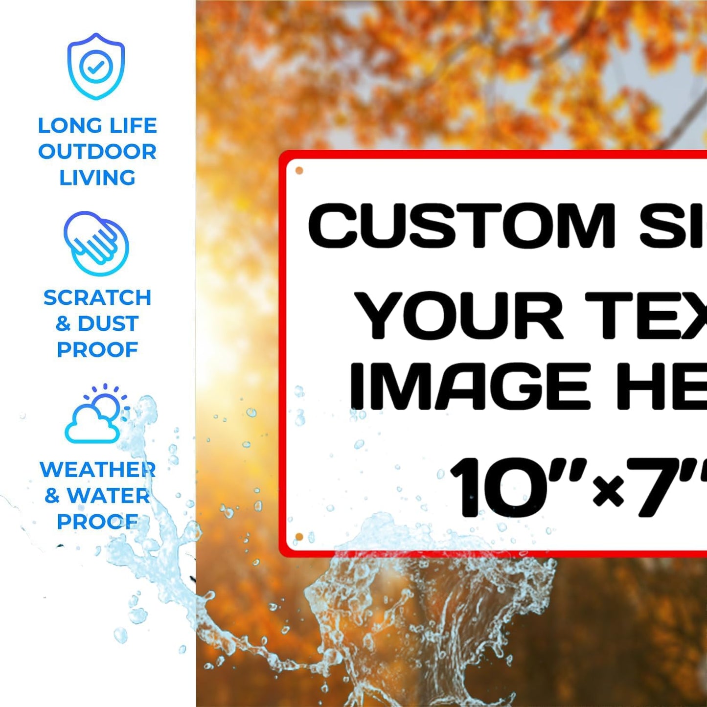 Aluminum Weatherproof Metal Sign - Multiple Sizes Custom Personalized Text and Picture, Traffic Regulation Horizontal Street, Hazard, Garden, Door, Customised Business