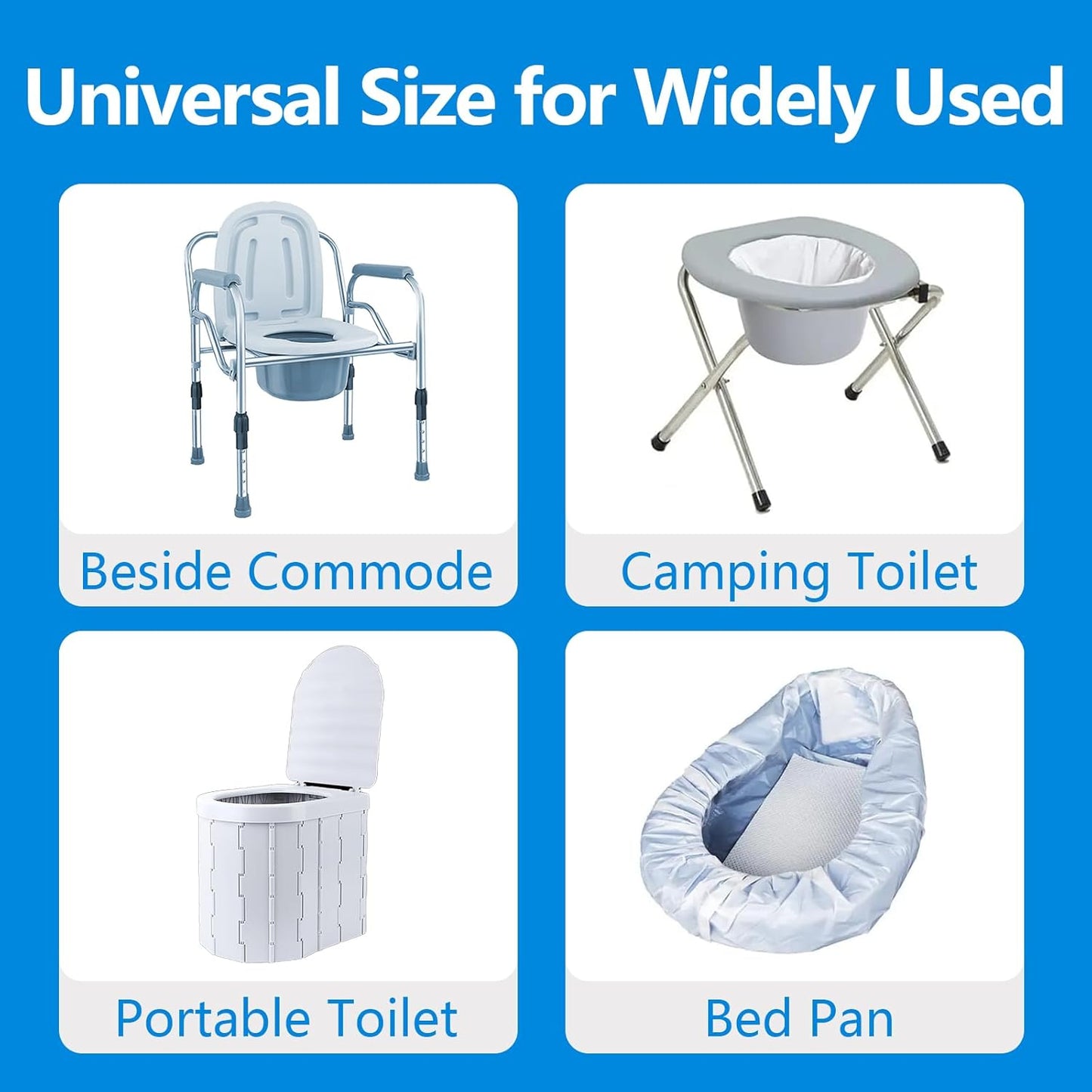 Commode Liners with Highly Absorbent Pads - [Pack of 60] - Bedside Commode Liners Disposable - Medical Grade - Leak-Proof - Toilet Liners Disposable Adult