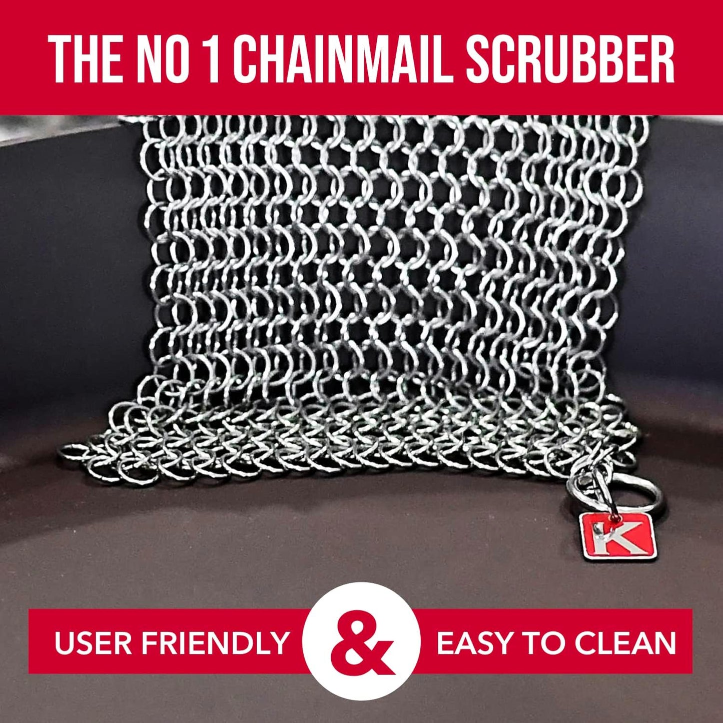 Knapp Made CM Scrubber 6" Small Ring Cast Iron Scrubber - Cast Iron Cleaner for Hard Anodized Cookware, Pre-Seasoned Pans, Dutch Ovens, Iron Pans, Grills and Skillet. Chain Mail Scrubber Cast Iron