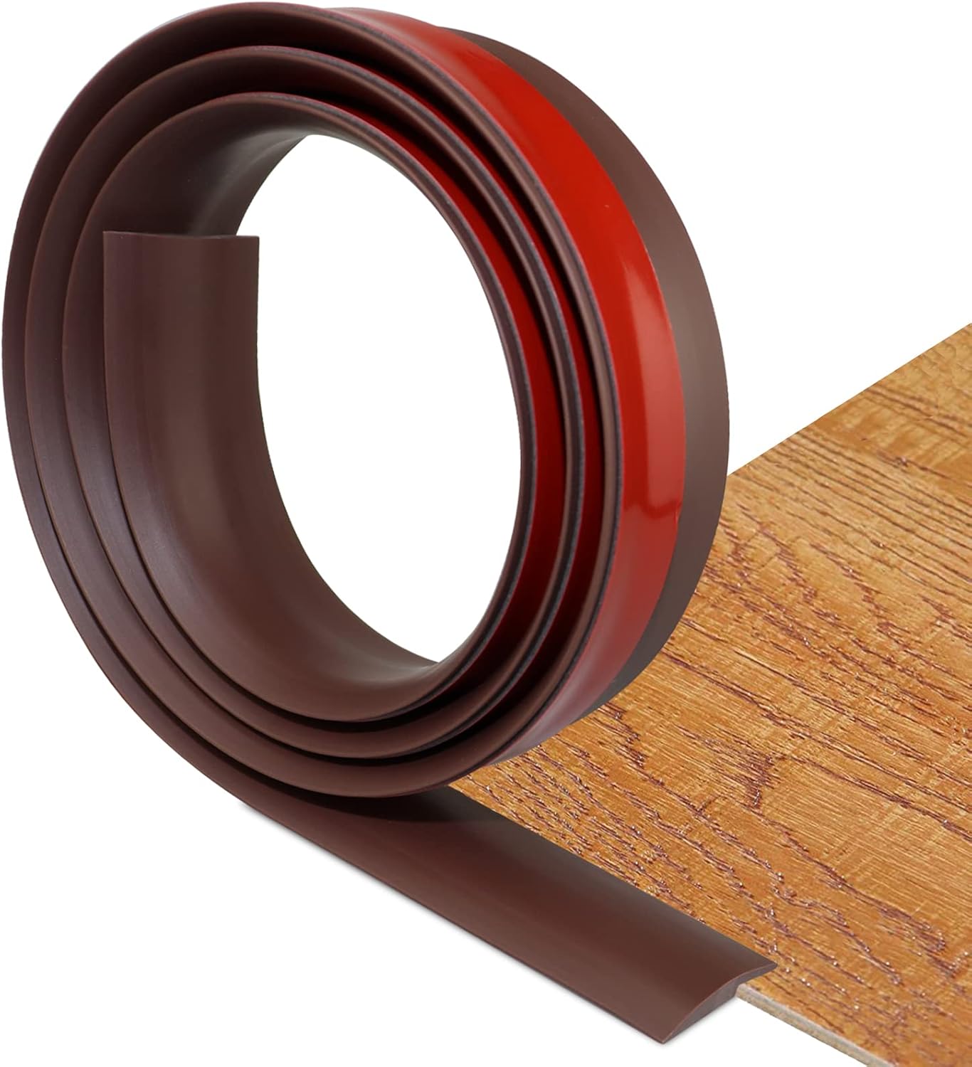 Floor Transition Strip Self Adhesive Carpet & Flooring Transitions Edging Trim Strip PVC Threshold Suitable for Threshold Height Less Than 3mm (3.3Ft, Brown)