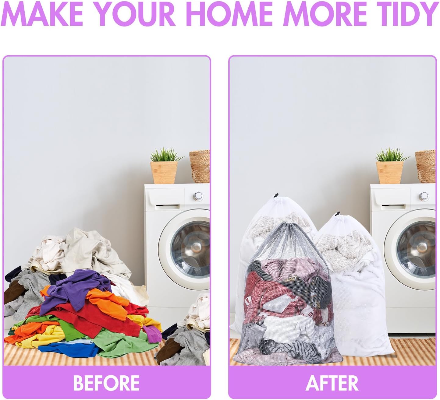 Berlune 30 Pack 24 x 36 Inches Large Mesh Bags for Laundry, Wash bags, Sturdy Mesh Material Closed with Drawstring, Factory, University, Dormitory, Travel and Apartment Dweller (White, Gray)