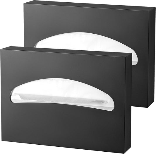2 Packs Toilet Seat Cover Dispenser Wall Mounted Stainless Steel Matte Black