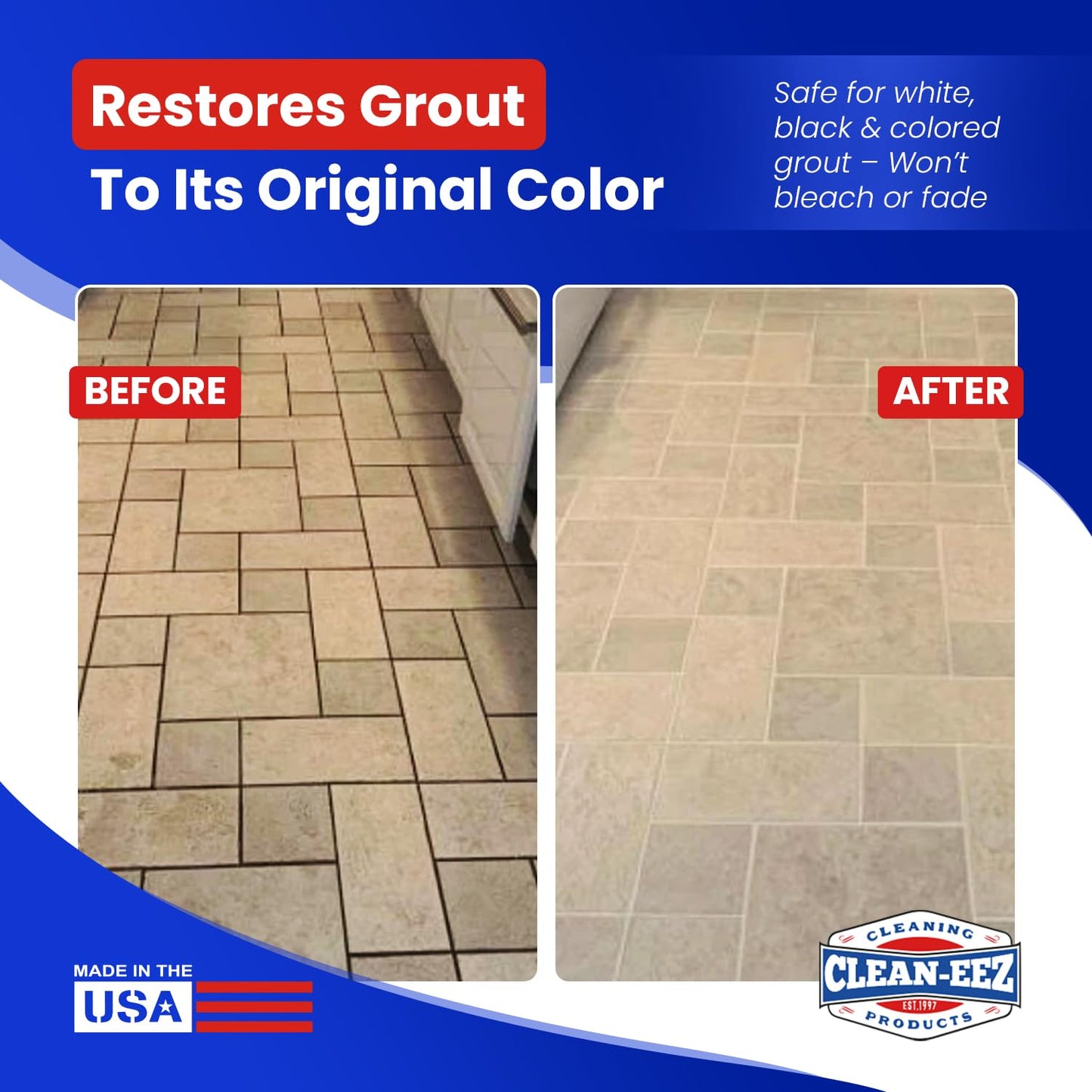 Clean-eez Grout-eez Super Heavy-Duty Grout Cleaner - Powerful Tile and Floor Stain Remover for Bathroom, Kitchen, and More - 32 oz.