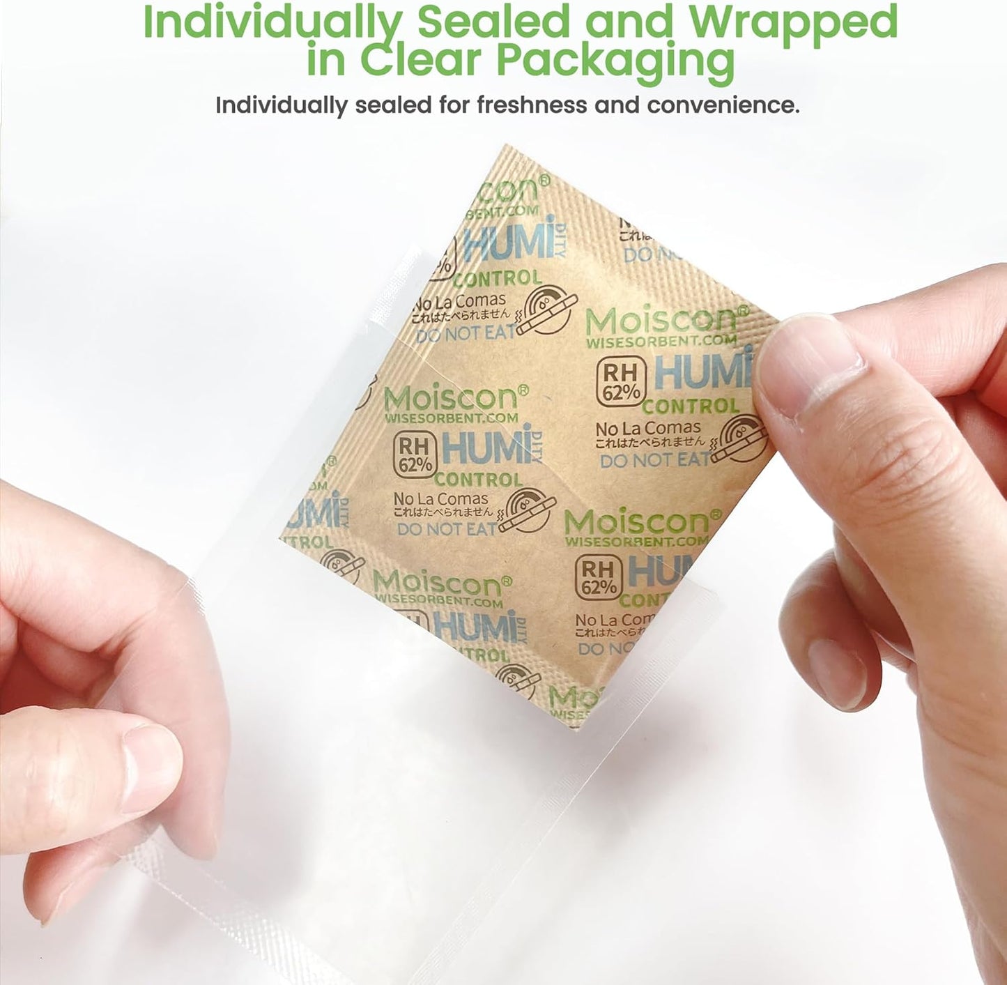 62% Size 8 Two-Way Humidity Control Packs, 75 Pack 8 Gram for Storing 1 oz, Moisture Control Packets Individually Wrapped