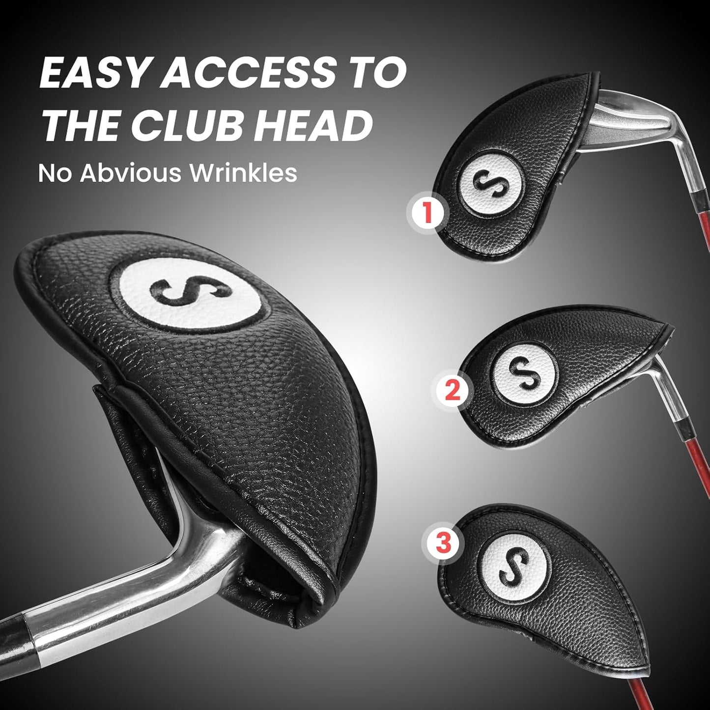 FINGER TEN Golf Club Covers for Irons Magnetic Value 11 Pack, Synthetic Leather Deluxe Head Cover Set Headcovers for Irons Fit Main Iron Clubs