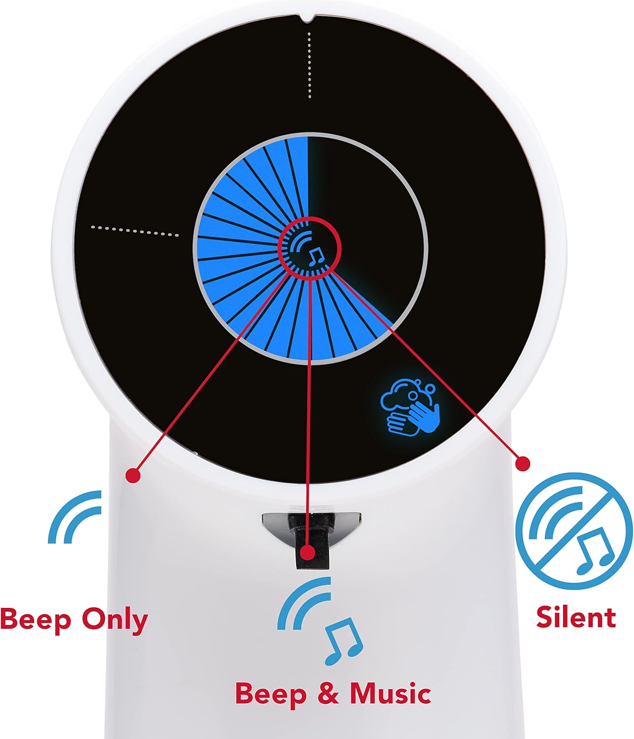 Time Timer WASH with Soap Dispenser — Hands Free Automatic Soap Dispenser with 30 Second Visual Countdown Display, Touch-Less Handwashing, for Kitchen or Bathroom Timer with Optional Music Sound