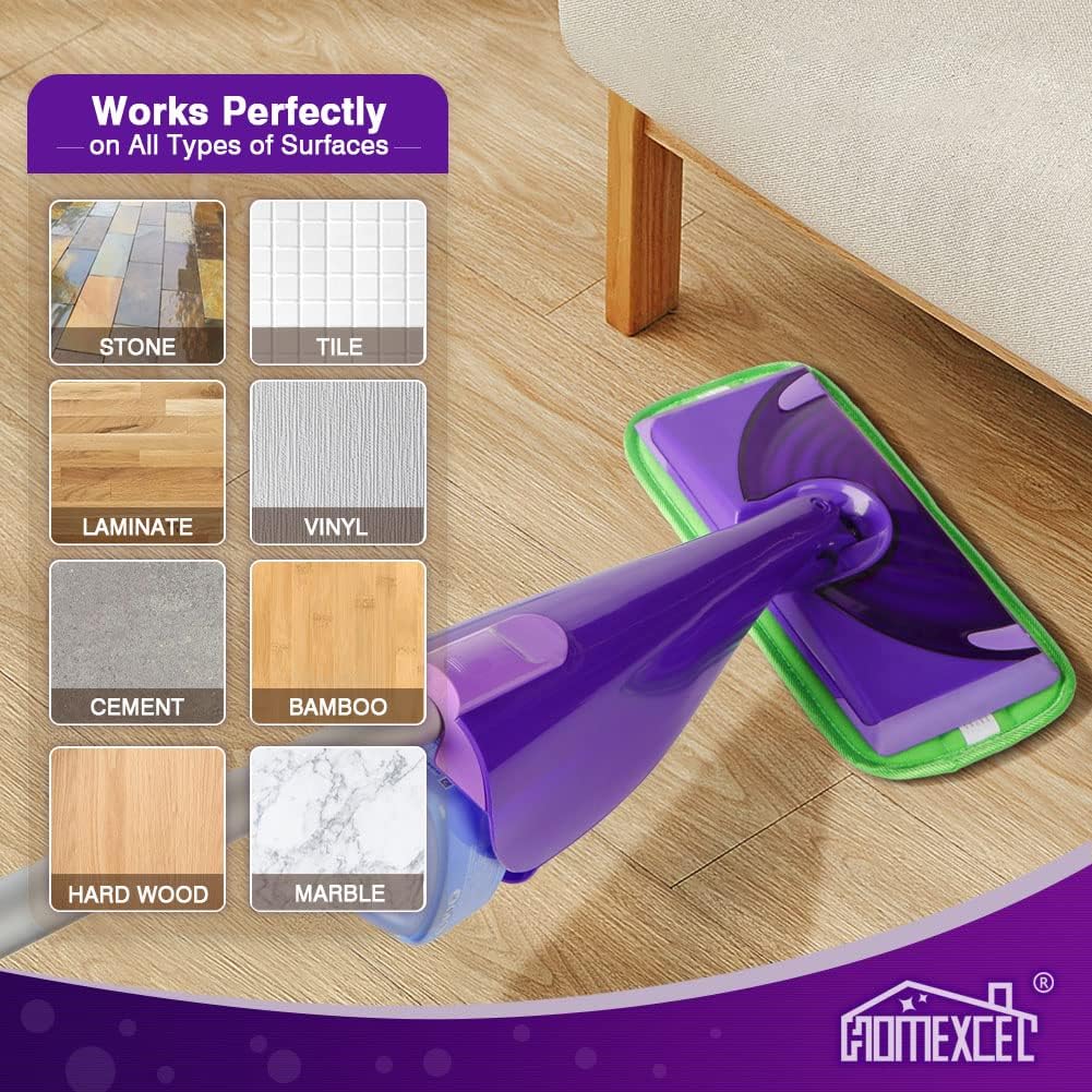 HOMEXCEL Microfiber Mop Pads Compatible with Swiffer Wet Jet-15"x5.5", Reusable and Machine Washable Floor Pad Refills, Mop Head Replacements for Multi Surface Wet & Dry Cleaning, Pack of 4