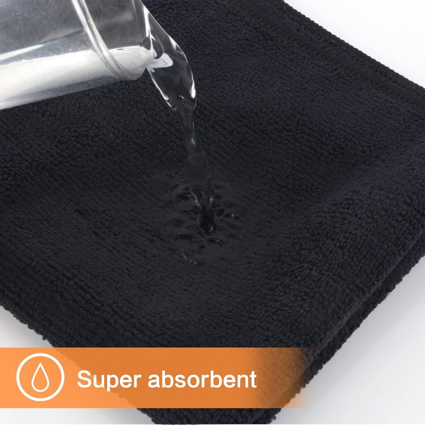 KinHwa Microfiber Dish Cloths for Washing Dishes Ultra Absorbent Dish Rags Fast Drying Kitchen Wash Clothes 12inch x 12inch 10 Pack Black