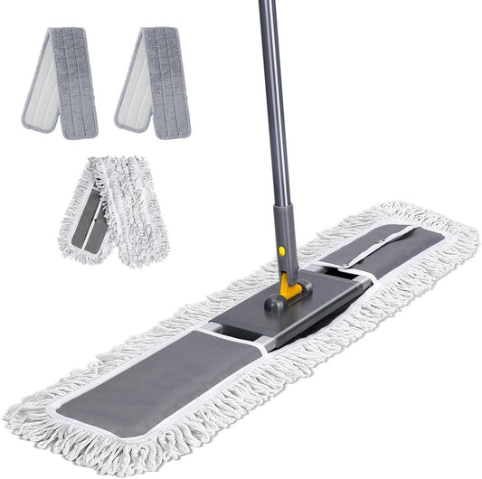 Masthome 36" Commercial Mop, Heavy Duty Industrial Floor Mop with 3 Microfiber Pads, 60" Adjustable Large Dust Mop,Wet Dry Flat Mops for Office Garage Warehouse Factory Mall