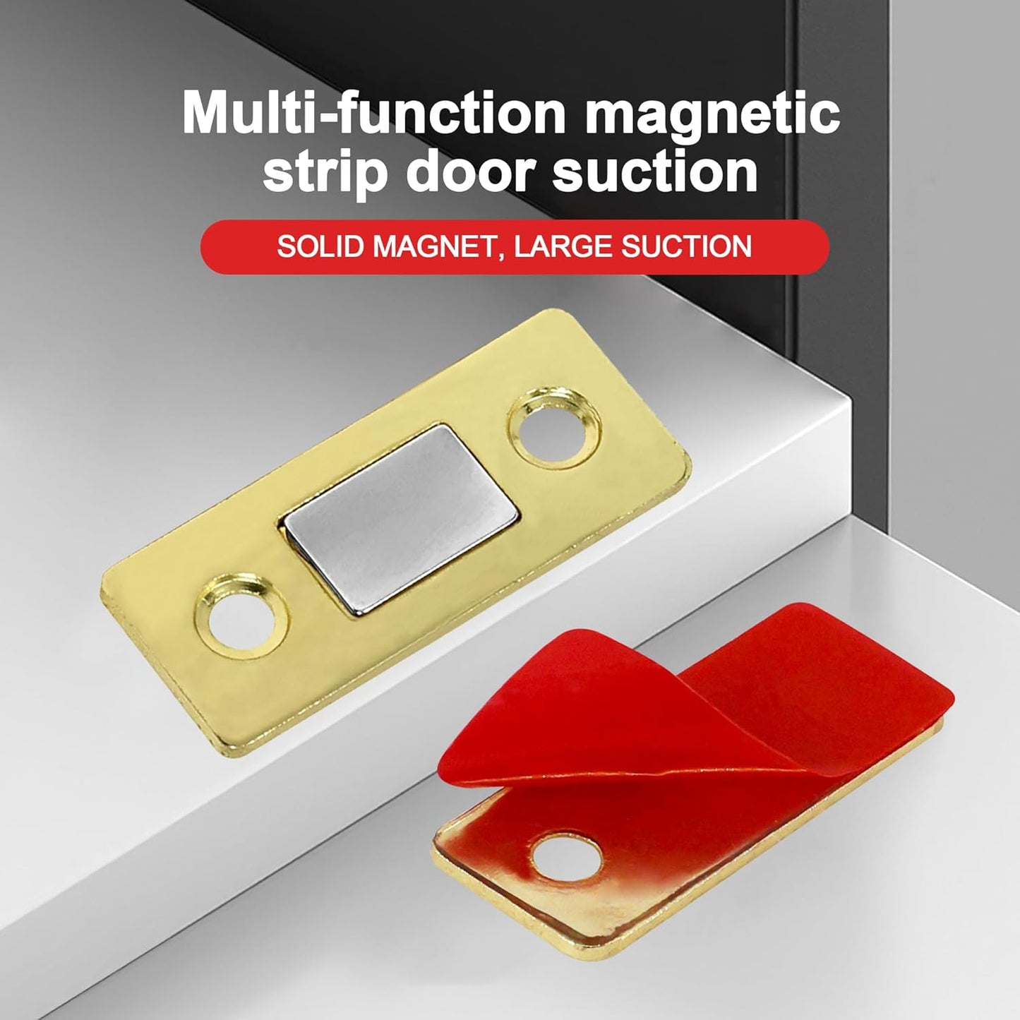 Cabinet Magnetic Catch, 10 Pack Gold Ultra Thin Magnetic Cabinet Door Catch, Adhesive Cabinet Magnets for Kitchen Drawer Cabinet Door Closet, Concealed Strong Magnetic Cabinet Latch