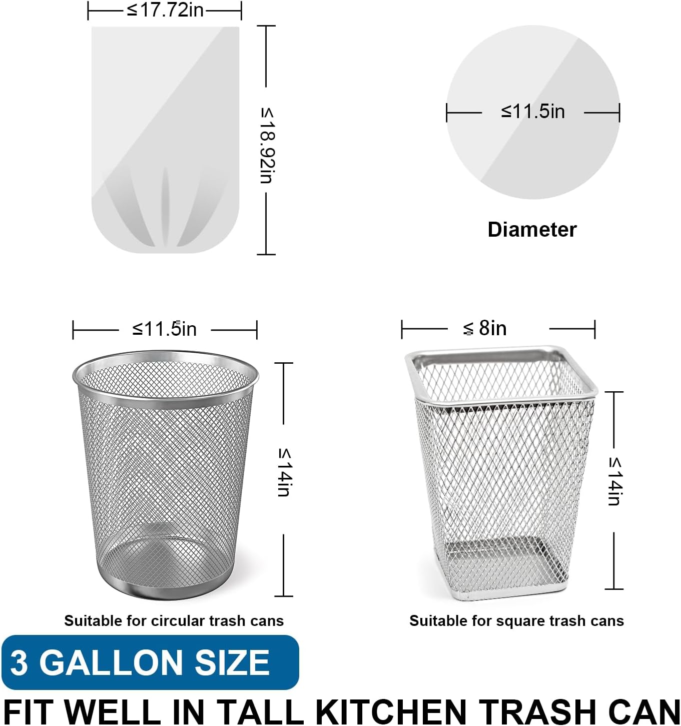 3 Gallon Trash Bags Drawstring 0.96 Mil - 120 Count 12 Liter Small Garbage Bags for Bathroom, Strong White Unscented Plastic Wastebasket Bin Liners for Toilet Office and Bedroom