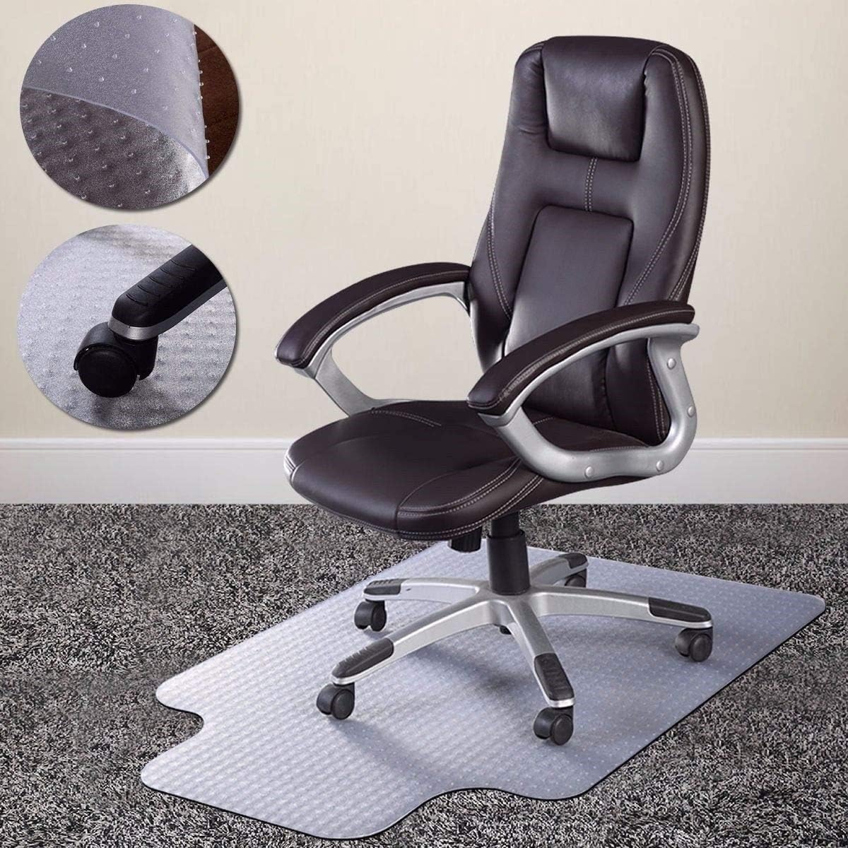 Azadx Chair Mat for Carpet 48"x 36" with Lip Chair Mat for Carpeted Floors, Office Chair Mat for Carpet Protector Floor Mat on Low Pile Carpets Easy Glide Rolling Desk Computer Chair Mat for Home