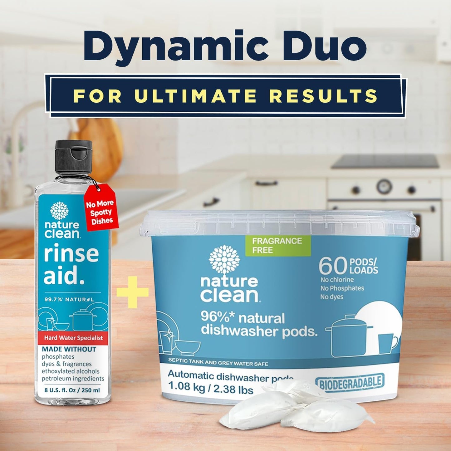 All Natural Dishwasher Rinse Aid Cleaner, Liquid Dishwasher Rinse Agent for Spot-Free Glass & Cutlery in Hard Water, Non Toxic Dish Washer Rinse Aid & Stain Remover, 8 oz/250ml, Pack of 12