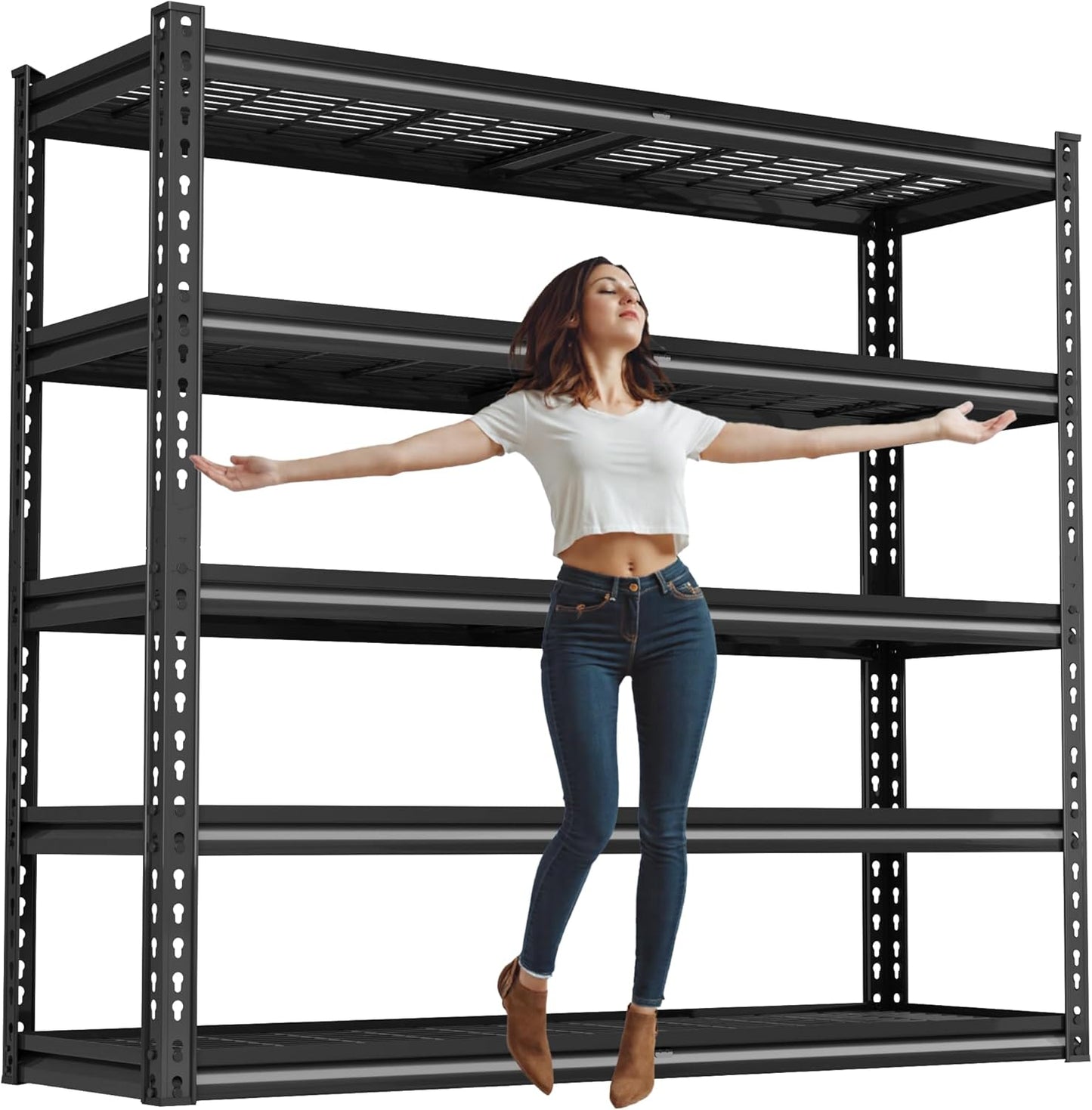 48" W Garage Shelving Heavy Duty,5-Tier Storage Shelves,3030LBS Adjustable Metal Shelving Units for Basement, Kitchen,Commercial,Warehouse,Pantry, 48" W x 72" H x 24" D
