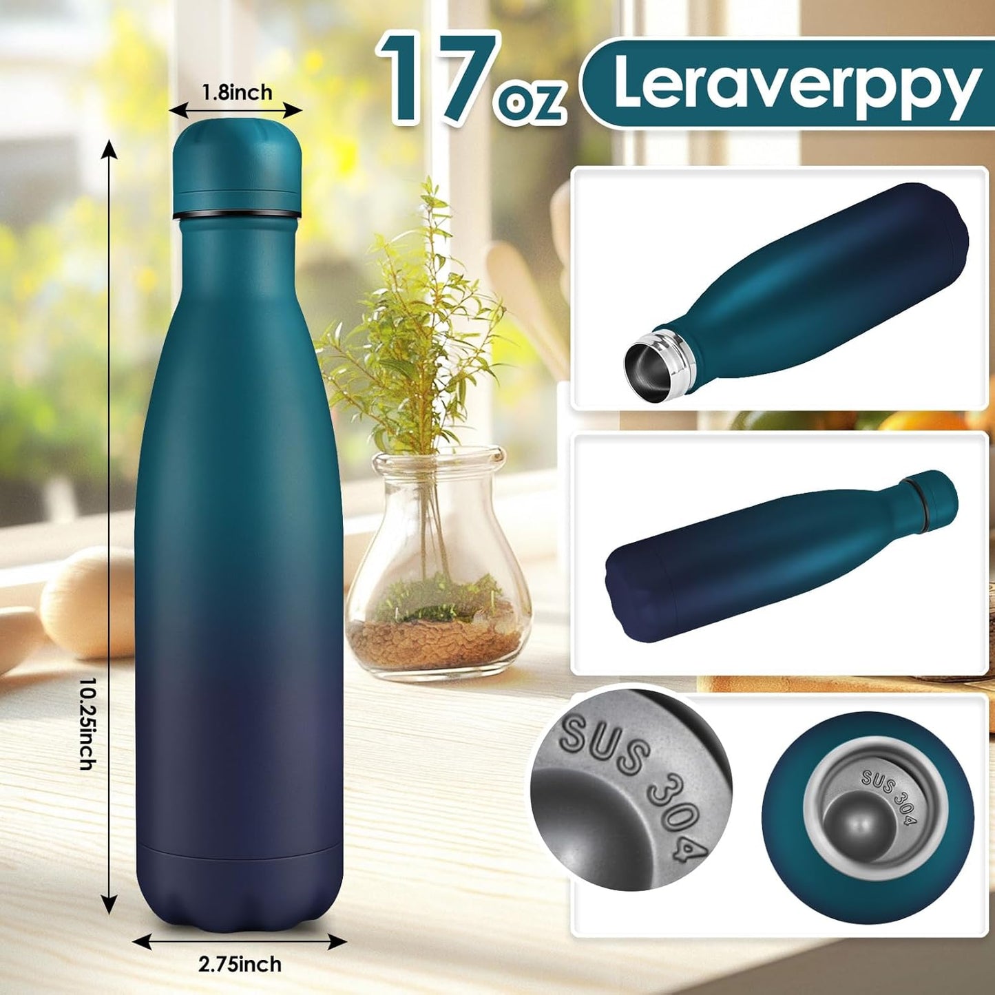 17oz Cola-Bottle Shaped Stainless Steel Leak-proof Water Bottle,Double Wall Vacuum Insulated Metal,Travel Mug For Sports Indoors & Outdoors,BPA-Free School Kids Flasks,Mix(8 Pack)