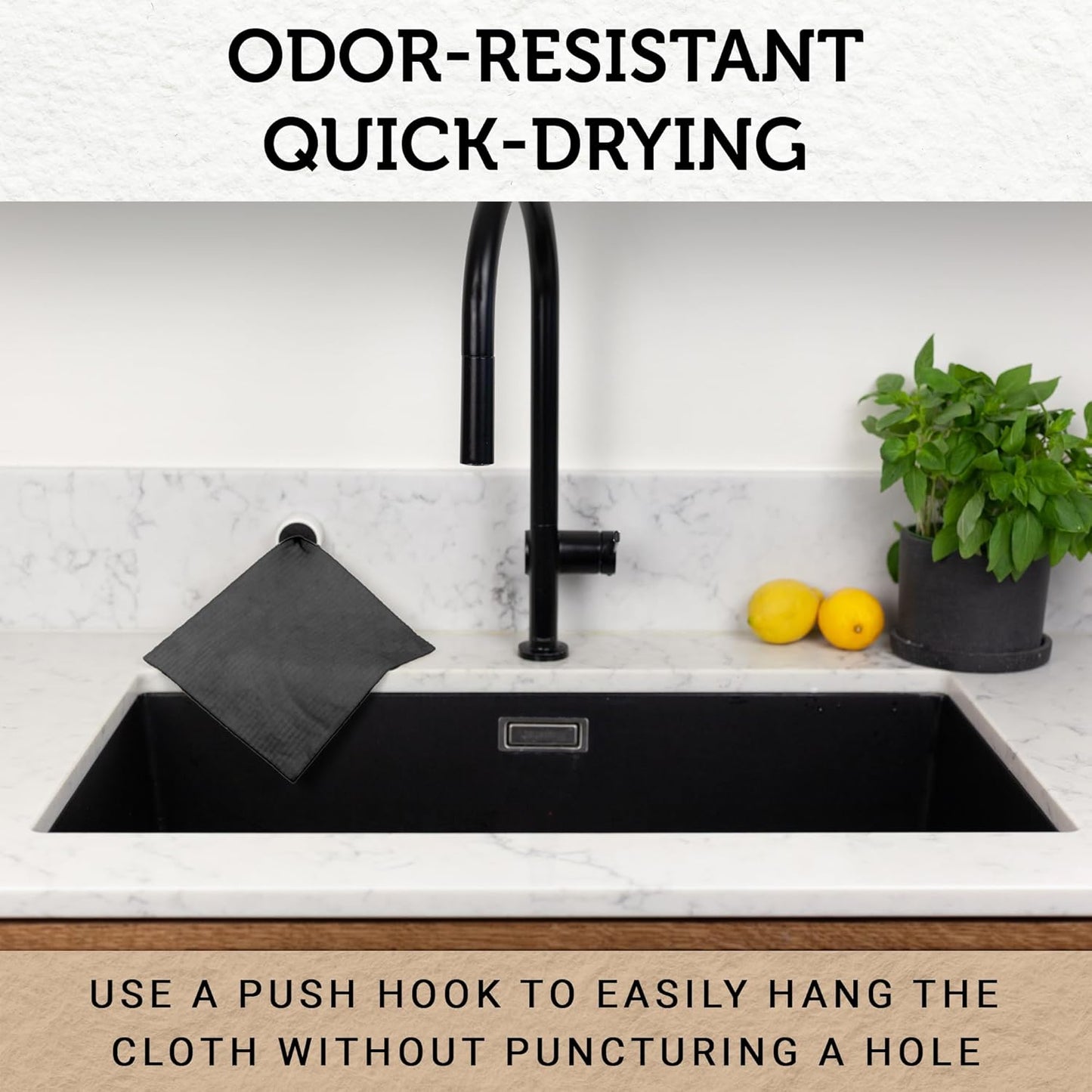 Nordhus Design Swedish Dishcloths, Black Charcoal/Dark Grey, 10-Pack, Reusable, Washable Cellulose Cotton Kitchen Cloths - Replace Paper Towels, Wipes, Sponges, Dish Rags