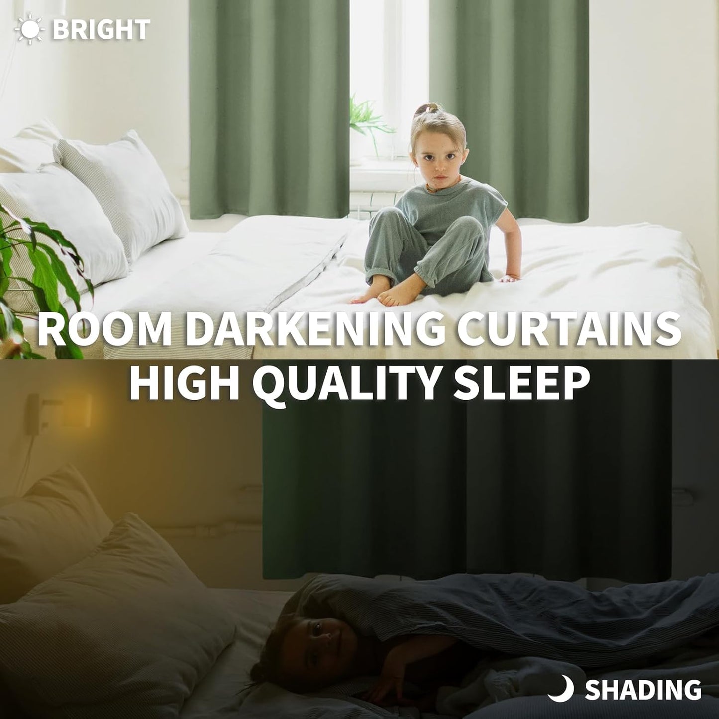 BGment Olive Green Blackout Curtains 63 Inch Length for Bedroom - Rod Pocket Thermal Insulated Room Darkening Drapes for Living Room Office, 52 x 63 Inch, 2 Panels