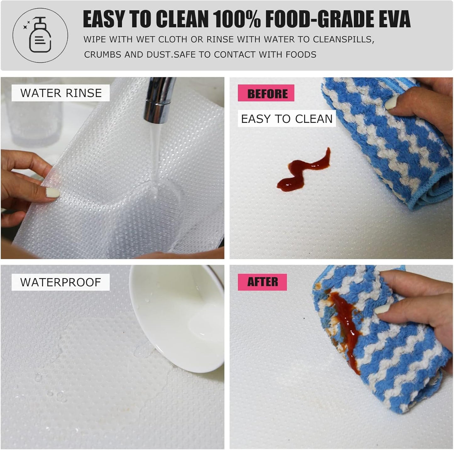 8Pcs Refrigerator Liners, Washable Fridge Liner Mats Covers Pads for Glass Shelf Cupboard Cabinet Drawer Home Kitchen Accessories Organization (Clear)