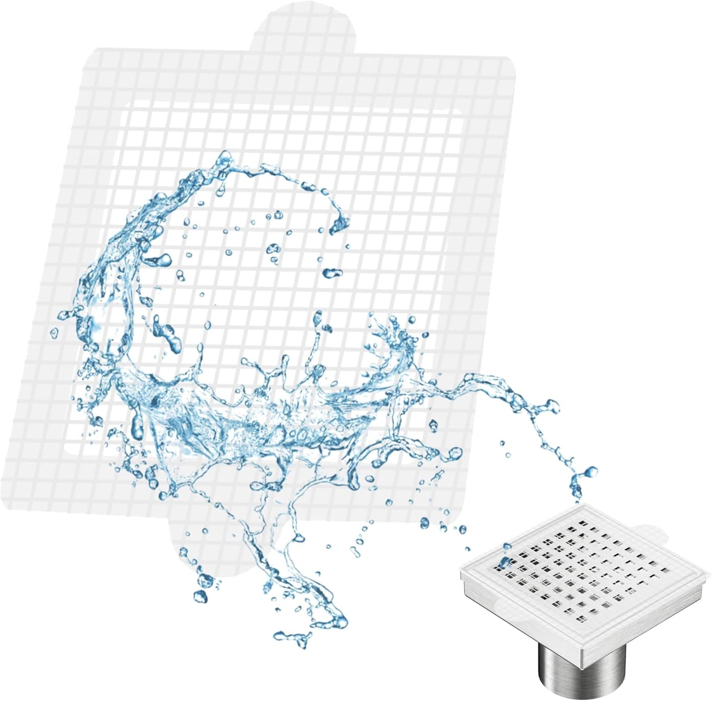 Disposable Hair Catcher Shower Drain Mesh Stickers, Hair Catchers for Shower, 25 Pack, 6.1 Inch - Square