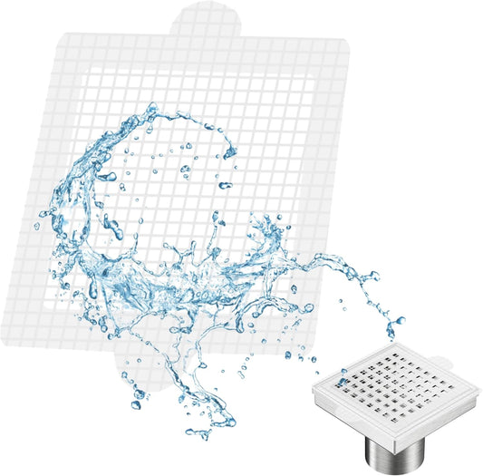 Disposable Hair Catcher Shower Drain Mesh Stickers, Hair Catchers for Shower, 25 Pack, 6.1 Inch - Square