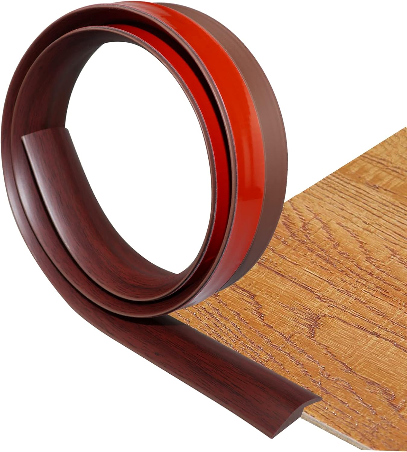 Floor Transition Strip Self Adhesive Carpet & Flooring Transitions Edging Trim Strip PVC Threshold Transitions Suitable for Threshold Height Less Than 5mm (3.3Ft, Wood Grain Coffee)