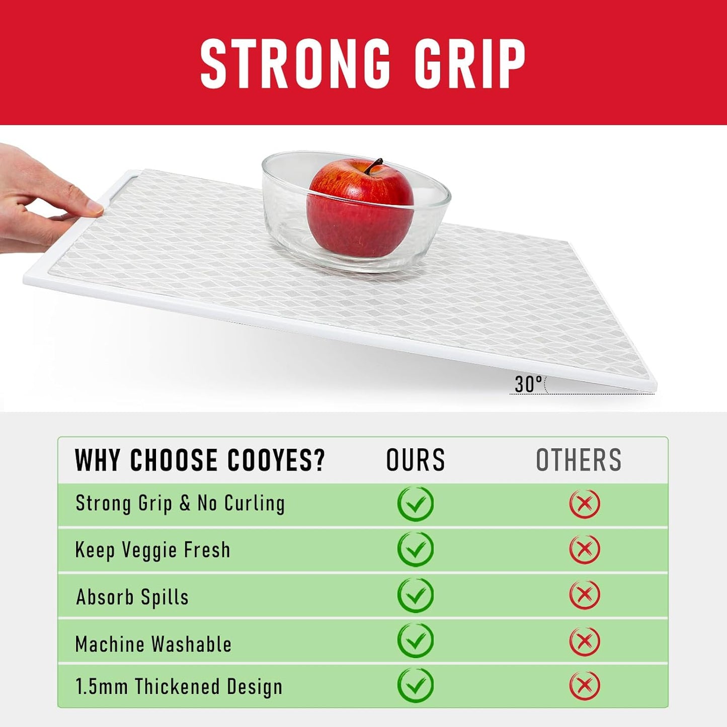 Cooyes 12 Pack Large Refrigerator Liners 17.7" x 36", Absorbent Strong Grip Fridge Liners Washable, Fridge Shelf Liner for Kitchen Cabinets, Non-Adhesive Refrigerator Bin Liners and Mats