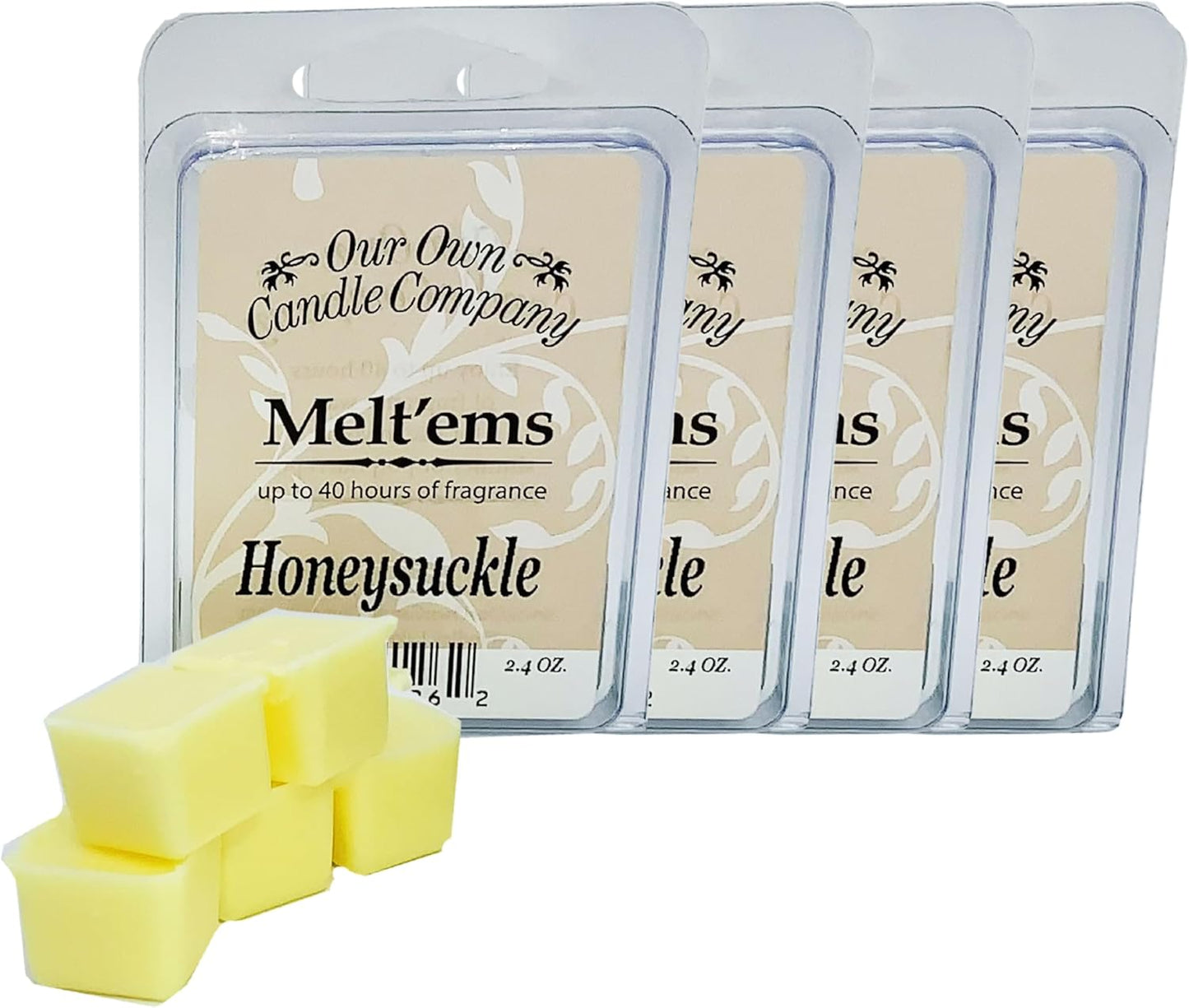Our Own Candle Company Premium Wax Melt, Honeysuckle Scent, 6 Cubes, 2.4 oz (4 Pack)