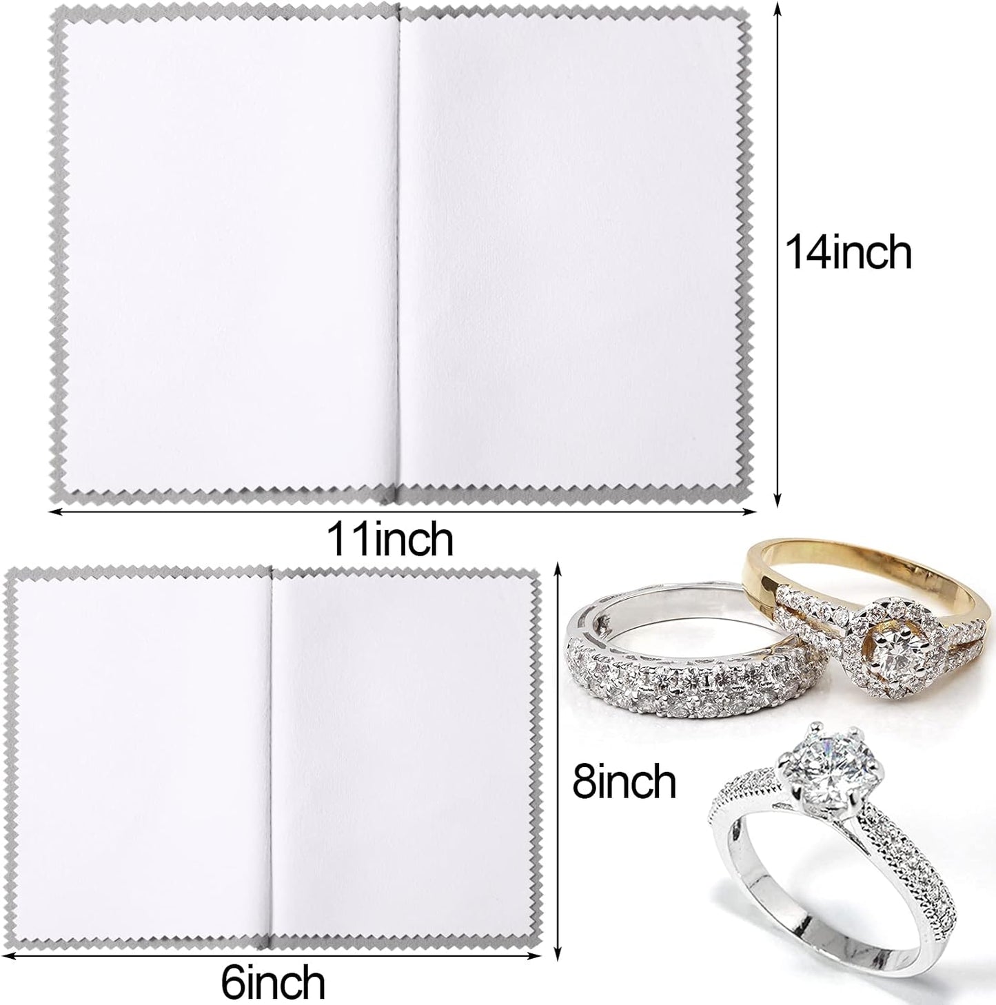 8 Pieces Large Jewelry Polishing Cloth Set Cleaning Cloths Silver Polishing Cleaning for Gold Silver Platinum Jewelry Coins Watches Silverware, 11 x 14 Inch and 6 x 8 Inch (Grey)