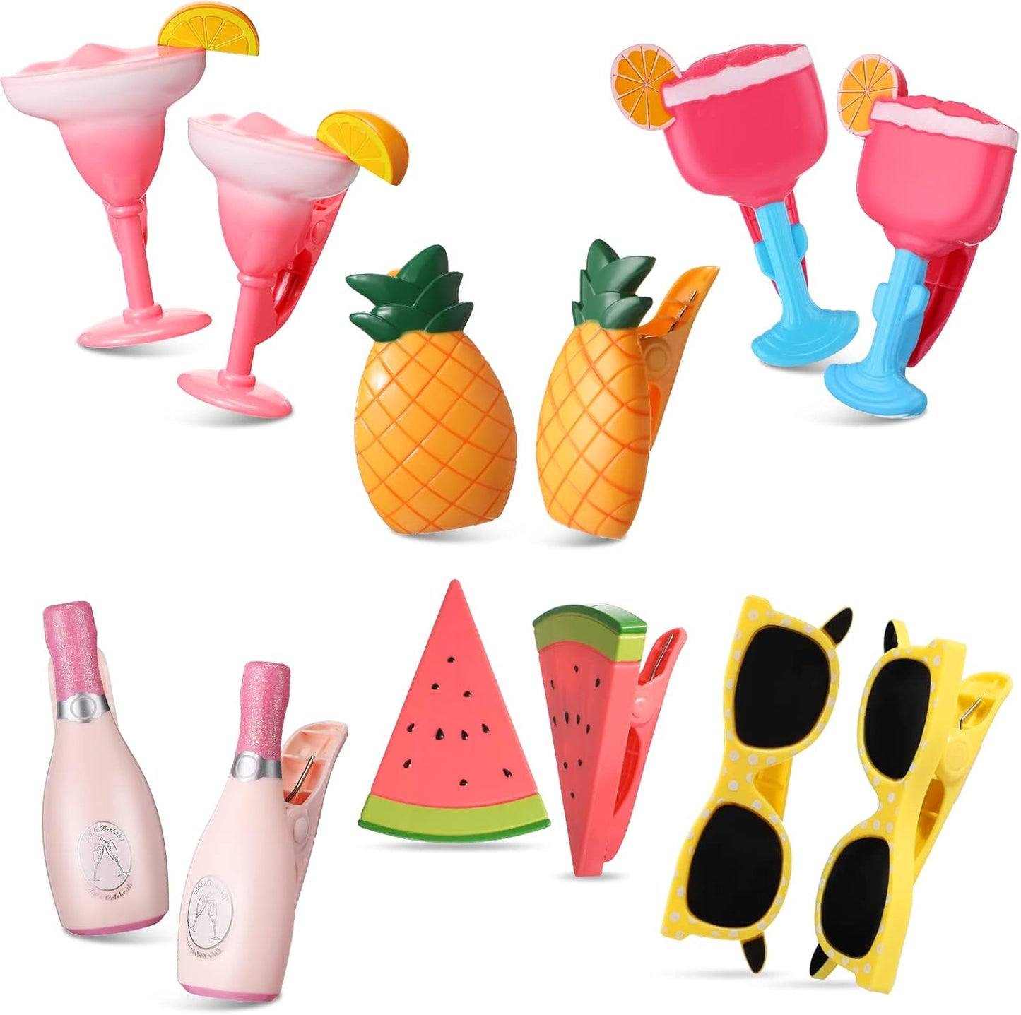 Honoson 12 Pcs Beach Towel Clips Beach Chairs Clips Plastic Swimming Pool Towel Holders Jumbo Size Funny Clothespins for Patio Holiday Pool Blanket Decoration (Cute)