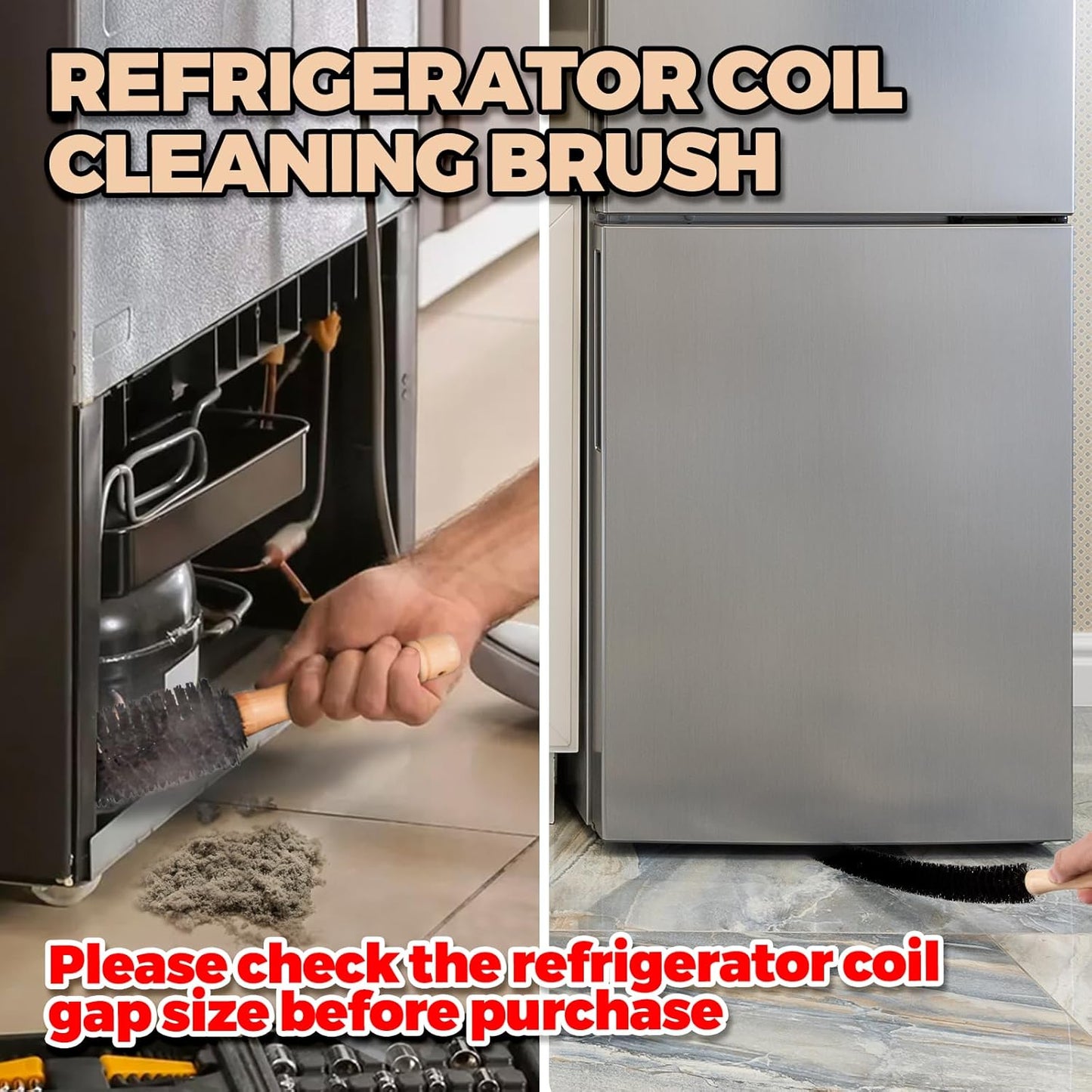 Holikme Dryer Vent Cleaner Kit 2 Pack - Household Cleaning Supplies,Long Flexible Refrigerator Coil Brush Radiator Brush,Dryer Lint Brush Vent Cleaner, Lint Remover, Removing Dust and Pet Hair