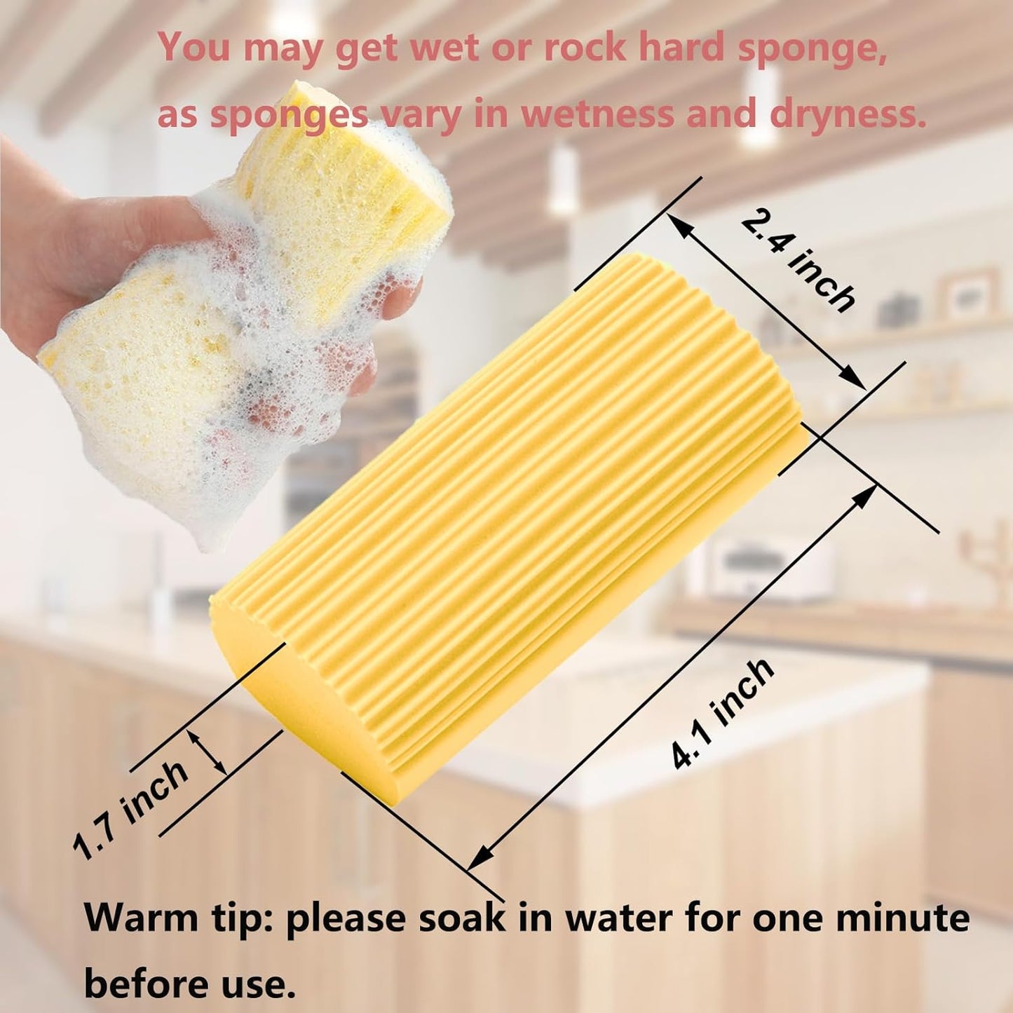 6-Pack Damp Clean Duster Sponge,Magic Sponge Eraser for Housekeeping,Reusable Cleaning Sponge for Blinds,Vents,Mirrors,Glass, Baseboards,Window Track Grooves and Railings (Yellow)