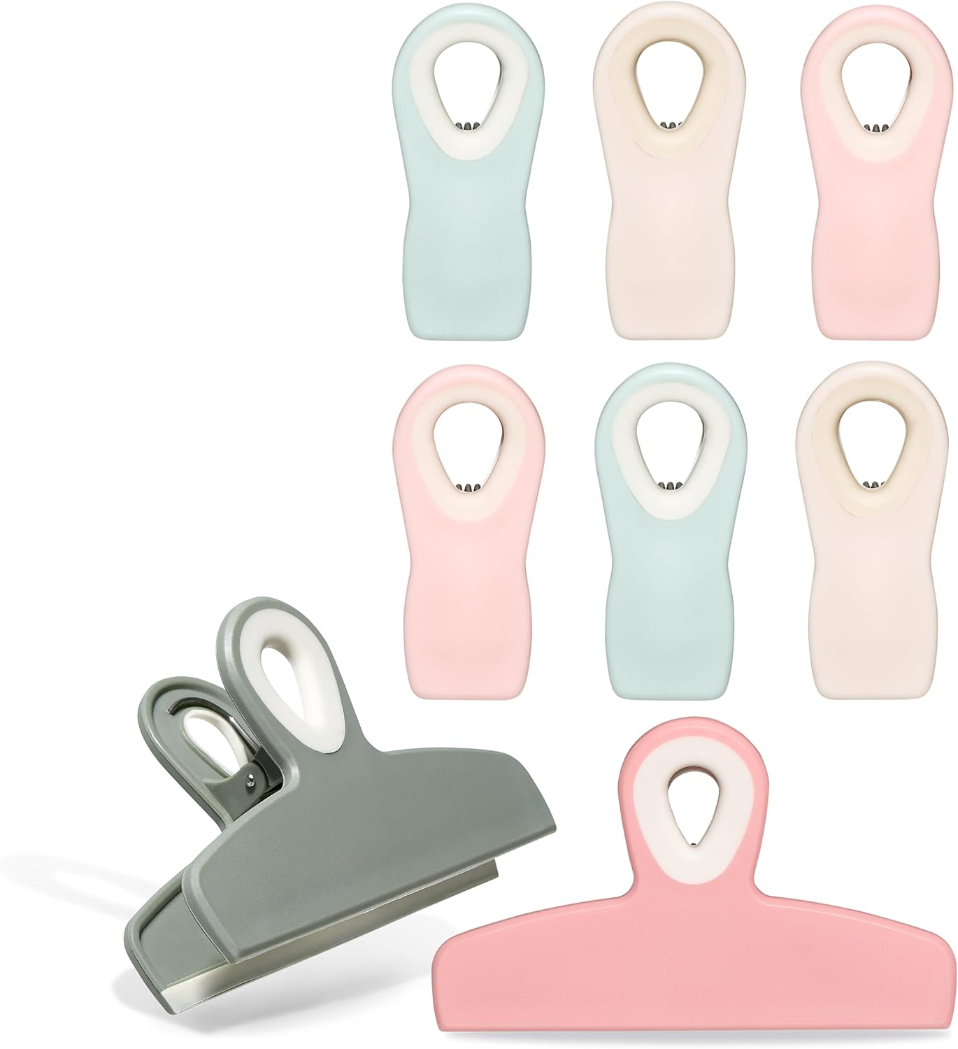 COOK WITH COLOR Bag Clips - Heavy Duty Chip Clip and Refrigerator Magnet Clips for Food Storage with Air Tight Seal Grip, Green and Pink, Pack of 8
