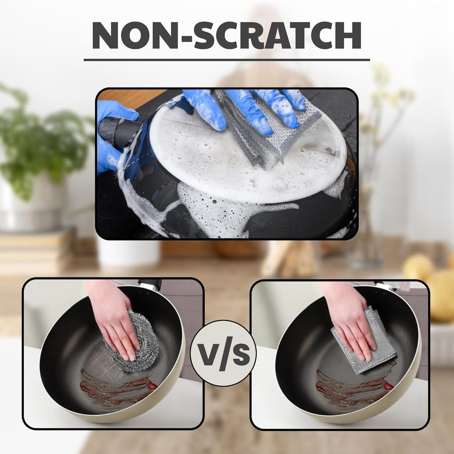 CrafTreat Non Scratch Wire Dishwashing Rag - Double Layer 10 Pcs, Reusable Multipurpose Wire Dishcloth for Wet & Dry Cleaning, Ideal for Kitchen, Sinks, Pots & Pans