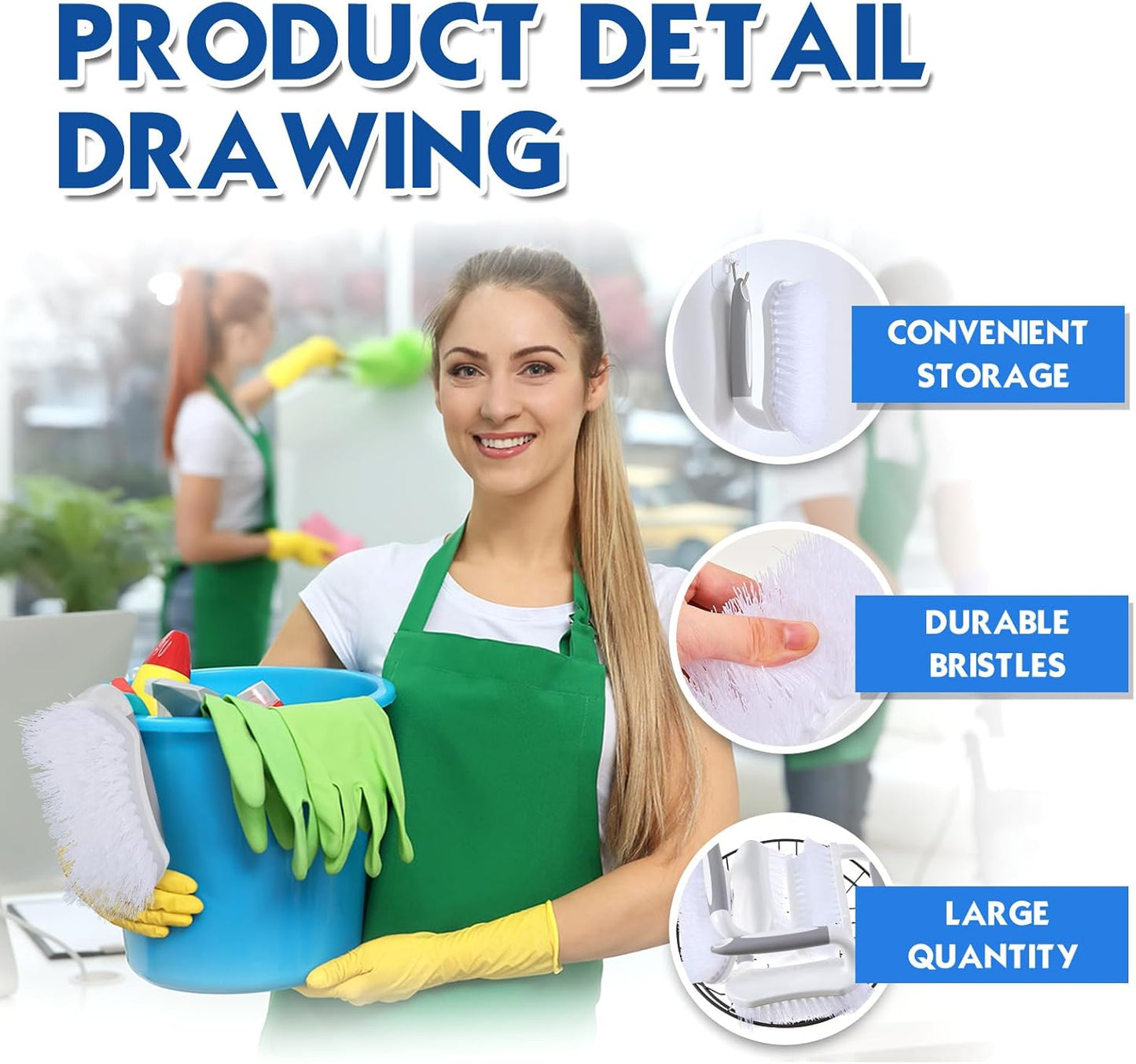 Lallisa 24 Pcs Scrub Brush for Cleaning with Handle Comfortable to Grip Heavy-Duty Flexible Stiff Bristles Scrubber Brushes Bulk for Shower Bathroom Carpet Kitchen Floor Tiles (Gray)