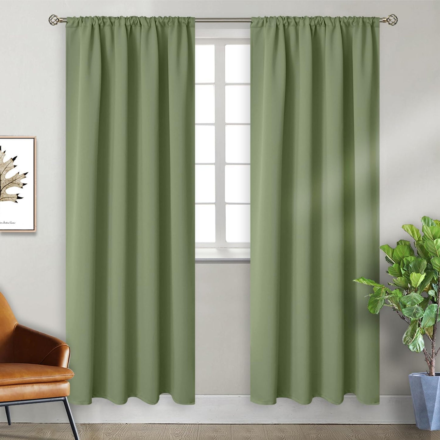 BGment Olive Green Blackout Curtains 84 Inches Length 2 Panels for Living Room - Rod Pocket Thermal Insulated Room Darkening Drapes for Bedroom Dining Privacy, 42 x 84 Inch