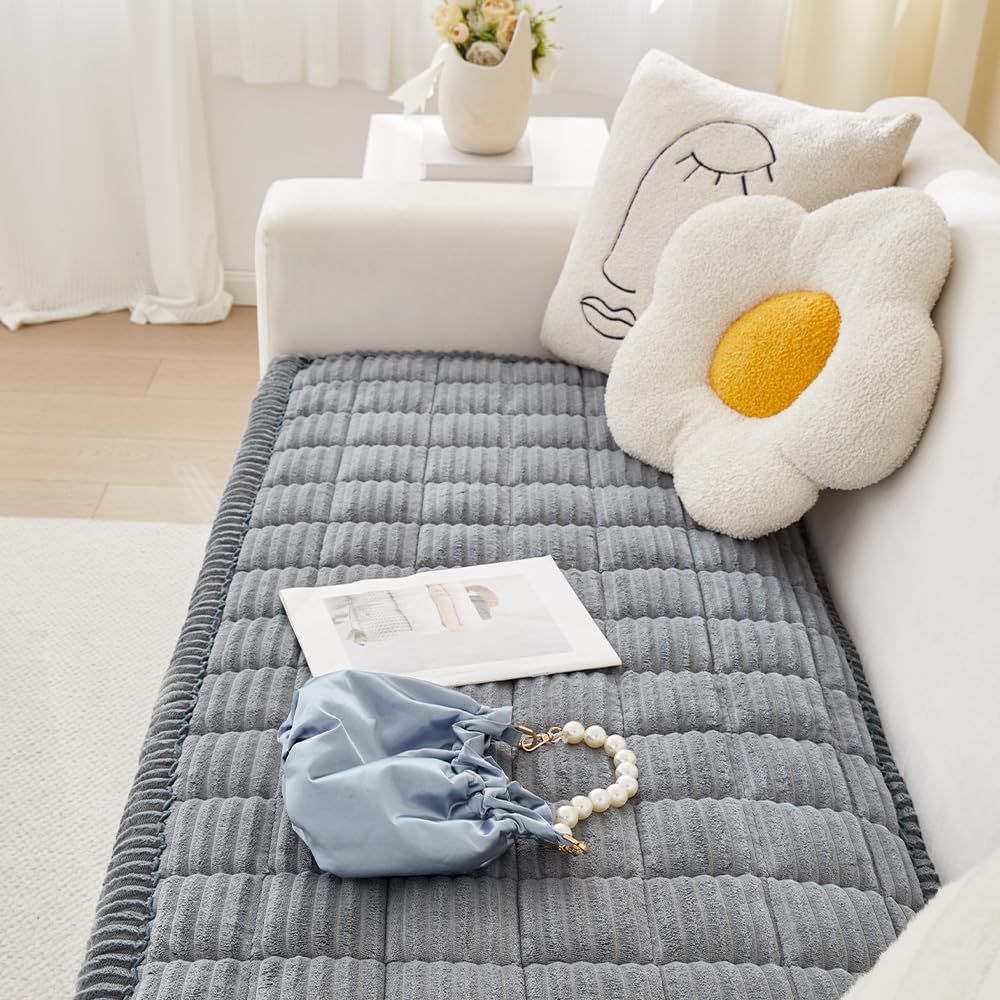 Couch Cover for Dogs Washable, Fuzzy Pet Couch Covers for 3 Cushion Sofa Pet Friendly, Non Slip Sofa Cover (Blue-Grey, 27.6" x 70.9"/70 x 180cm)