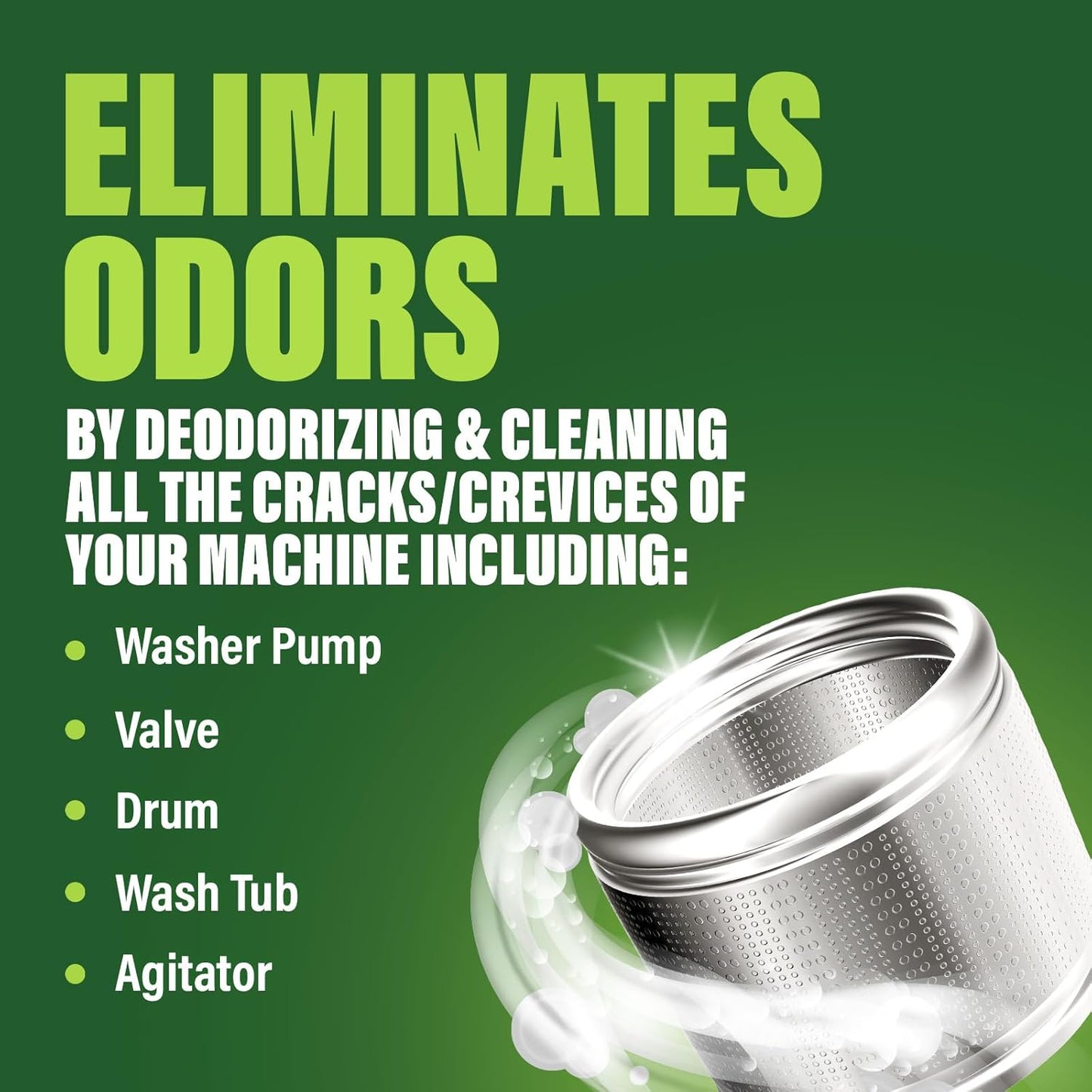 Green Gobbler Washing Machine Cleaner Tablets with Pipe Clean Technology Deodorizer | Front & Top Load Washer | 28 Count