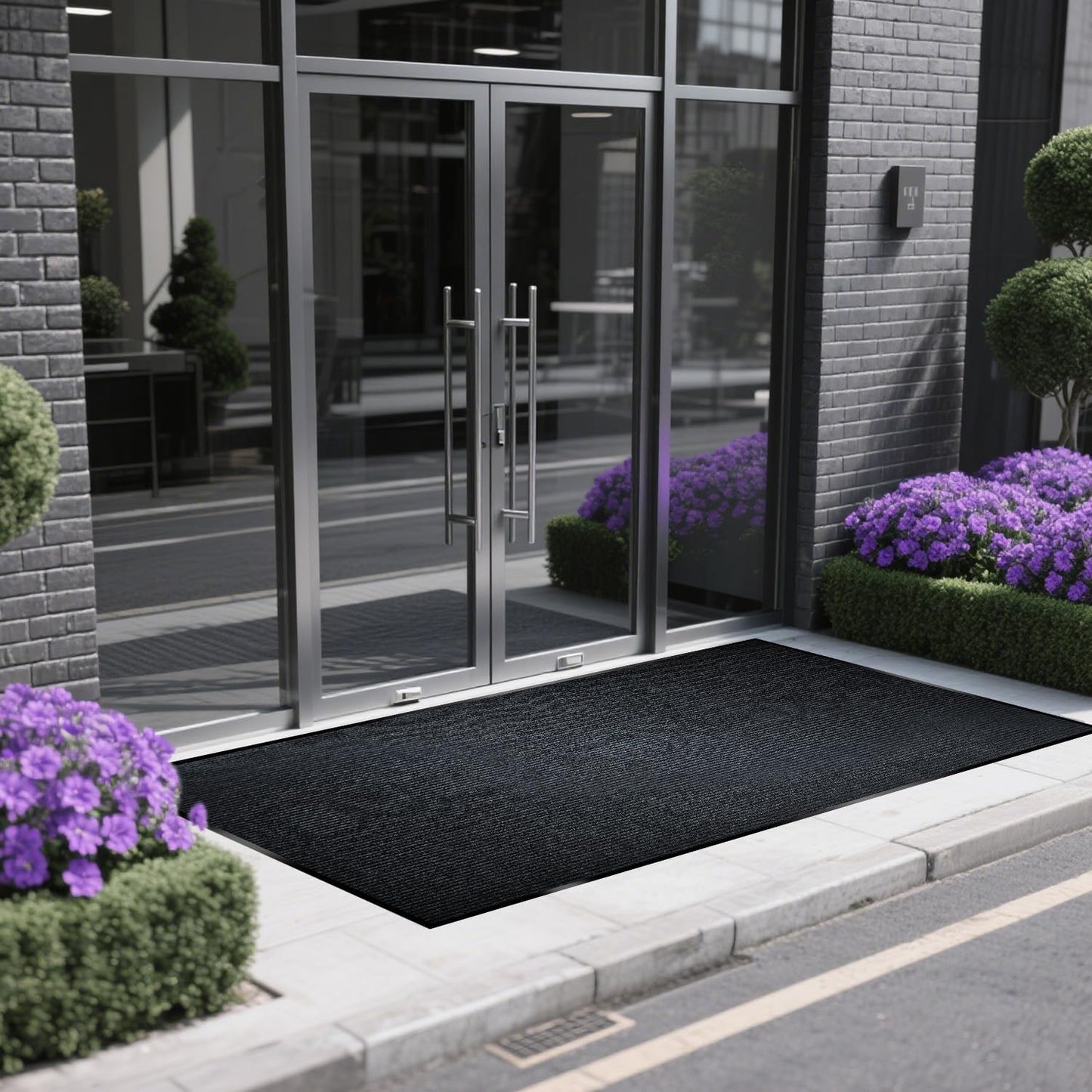 Entrance Mat for Home or Office - 3 x 5 Feet, Carpeted Indoor/Outdoor Entry Mat - Absorbent, Slip Resistant, Low-Profile, Easy to Clean, Rubber Entry Mat - Charcoal