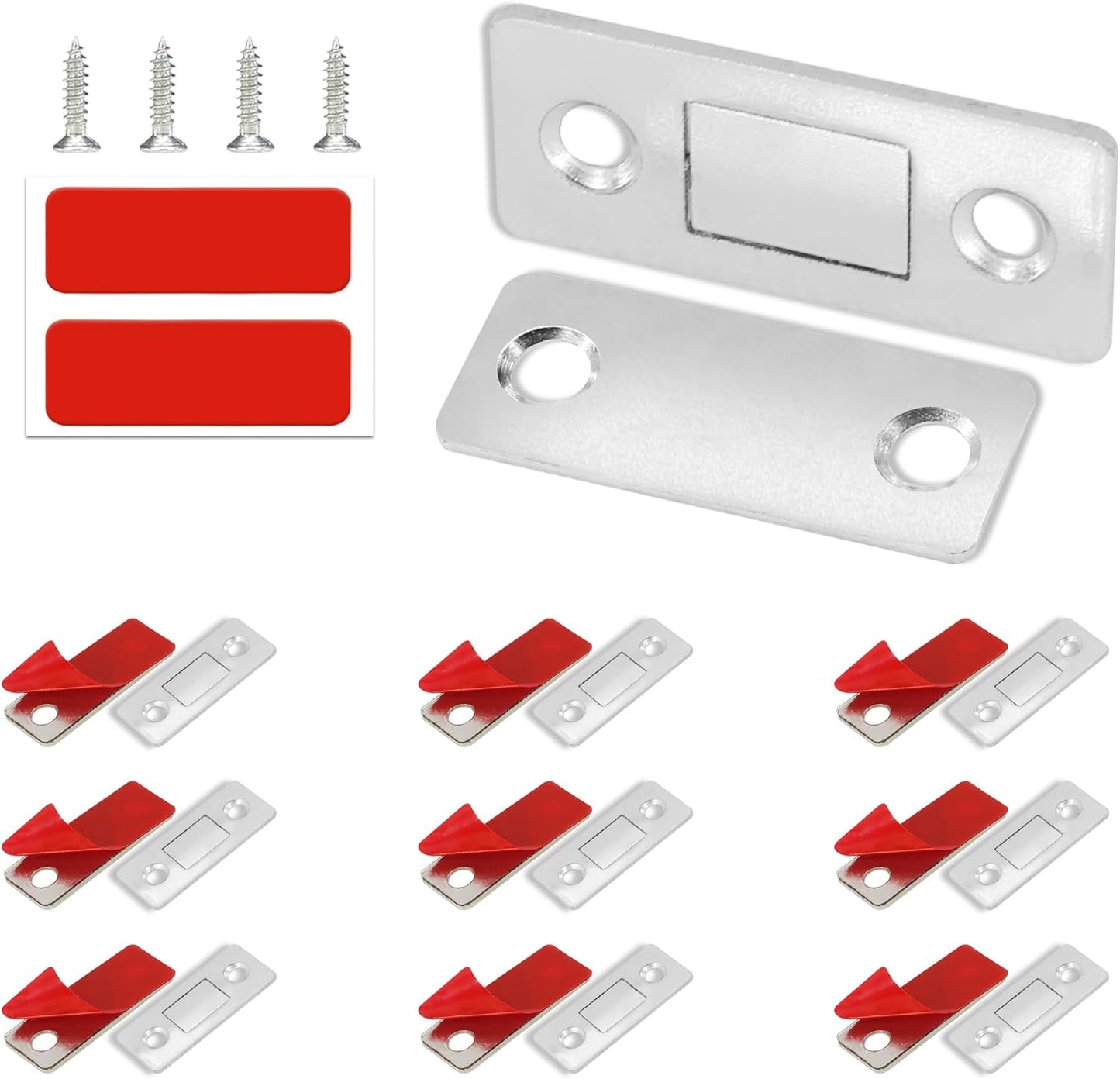 Cabinet Magnetic Catch, 10 Pack Ultra Thin Magnetic Cabinet Door Catch, Adhesive Cabinet Magnets for Kitchen Drawer Cabinet Door Closet, Concealed Strong Magnetic Cabinet Latch