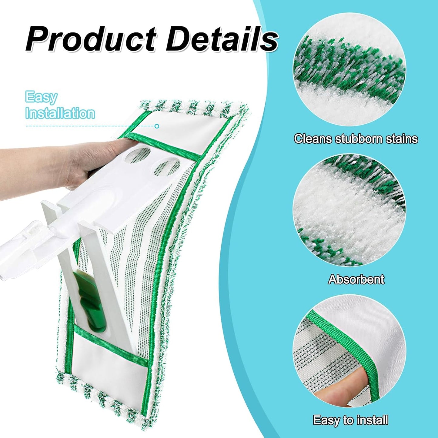 Mop Pads Refills Compatible with Libman Wet & Dry Microfiber Mop,6 Pack Microfiber Mop Refills for Multi Surface Hardwood Floors,Reusable Washable Microfiber Dust Mop Pads for Wet/Dry Floor Cleaning