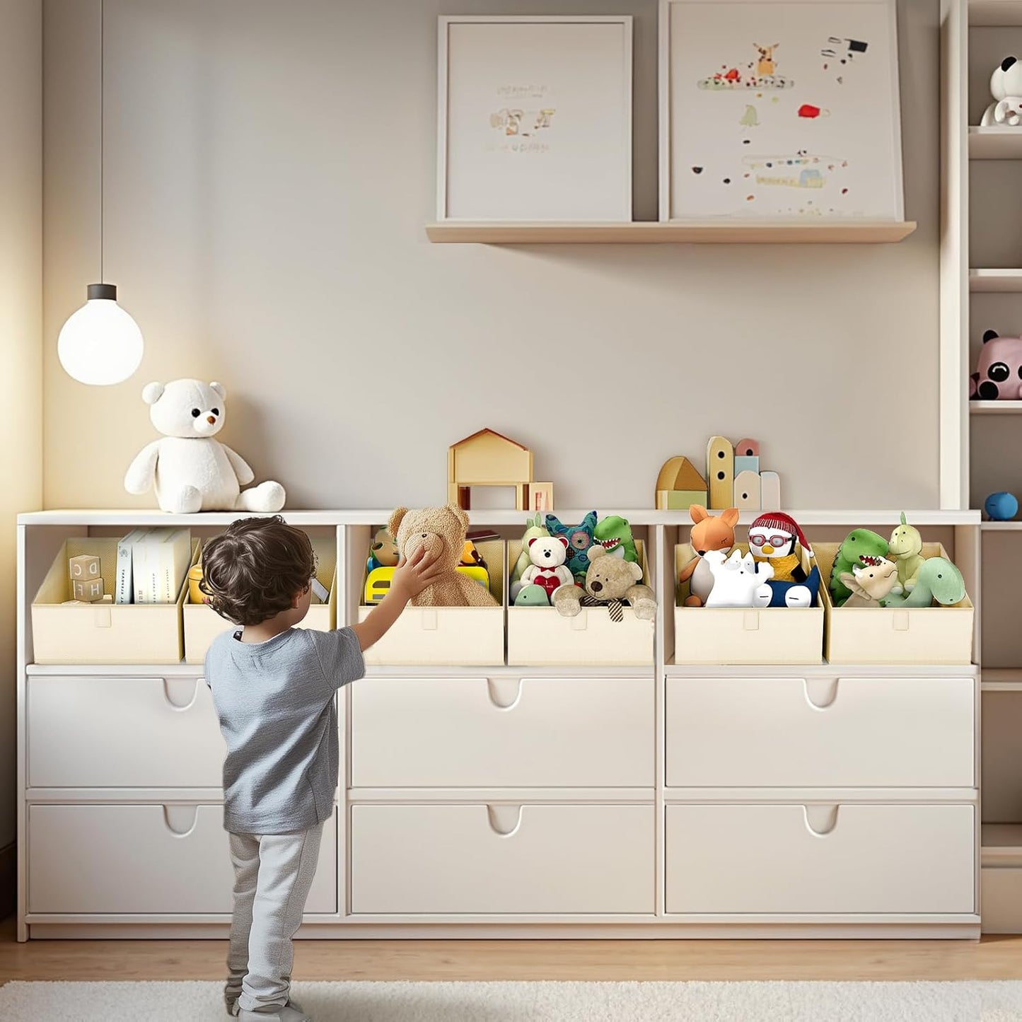 DIMJ Closet Storage Bins 8 Pack - Fabric Trapezoid Closet Organizer Bin, Foldable Storage Baskets for Shelves, Closet Shelf Organizer, Clothing Storage Box for Toys, Books, Towel, Clothes