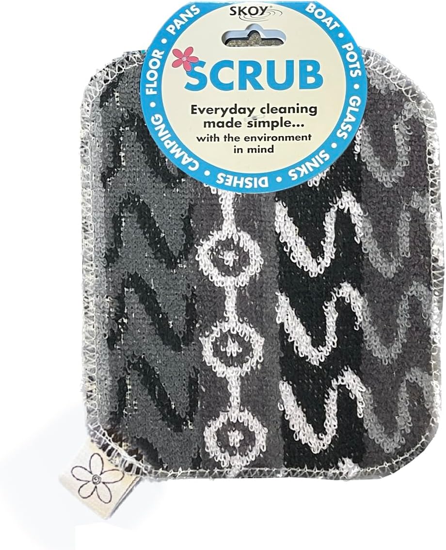 Skoy Scrub, 1-Piece Reusable, Non-Scratching Dish Scrubber for Kitchen and Household Cleaning, Planet-Friendly, Dishwasher Safe Soft Scrub, Monochromatic Colors