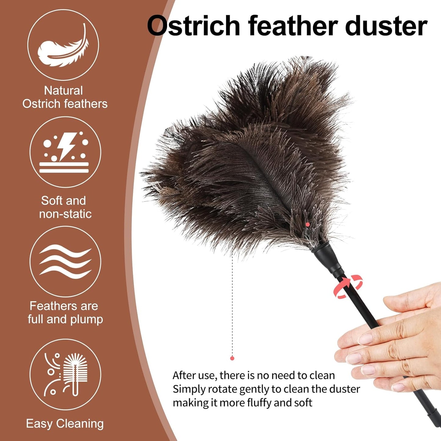 Ostrich Feather Duster-14.9 Inch Mini Natural Feathers Dusters with Plastic Handle Reusable Handheld for Cleaning Supplies Home Car Office(10pcs)