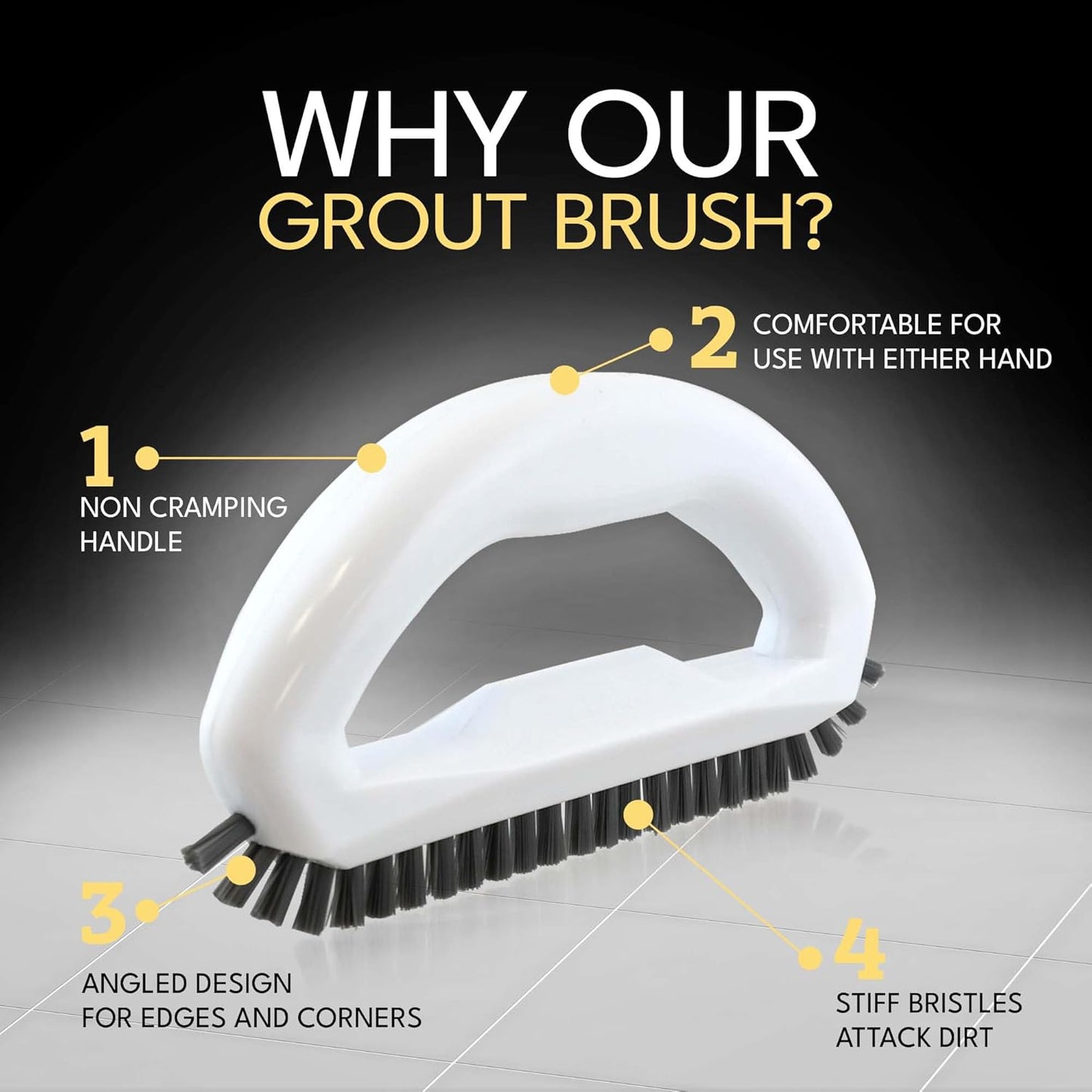 Grout Brush with Stiff Nylon Bristles, Heavy Duty Hand Grout Scrub Brush for Cleaning Baseboards, Floor, Corners, Tiles, Shower, Bath Tub, Floor, Tiles and Other Surfaces