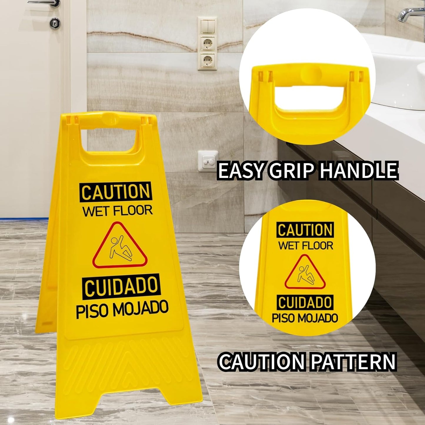 12 Pack A-Frame Caution Wet Floor Safety Signs，Foldable Double Sided Warning Boards for Storefront，Lobby，Mall，Gym，Spa