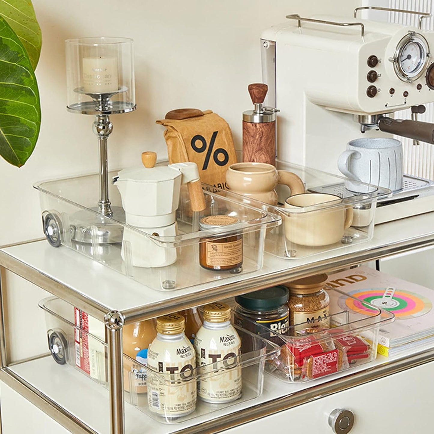 MineSign 2Pack Roll Out Fridge Caddy Bins Pull Out Drawer with Wheels Refrigerator Organizer Bins with Handles Divided Fruit Caddy for Fridge Pantry Cabinet Storage Cans Drinks